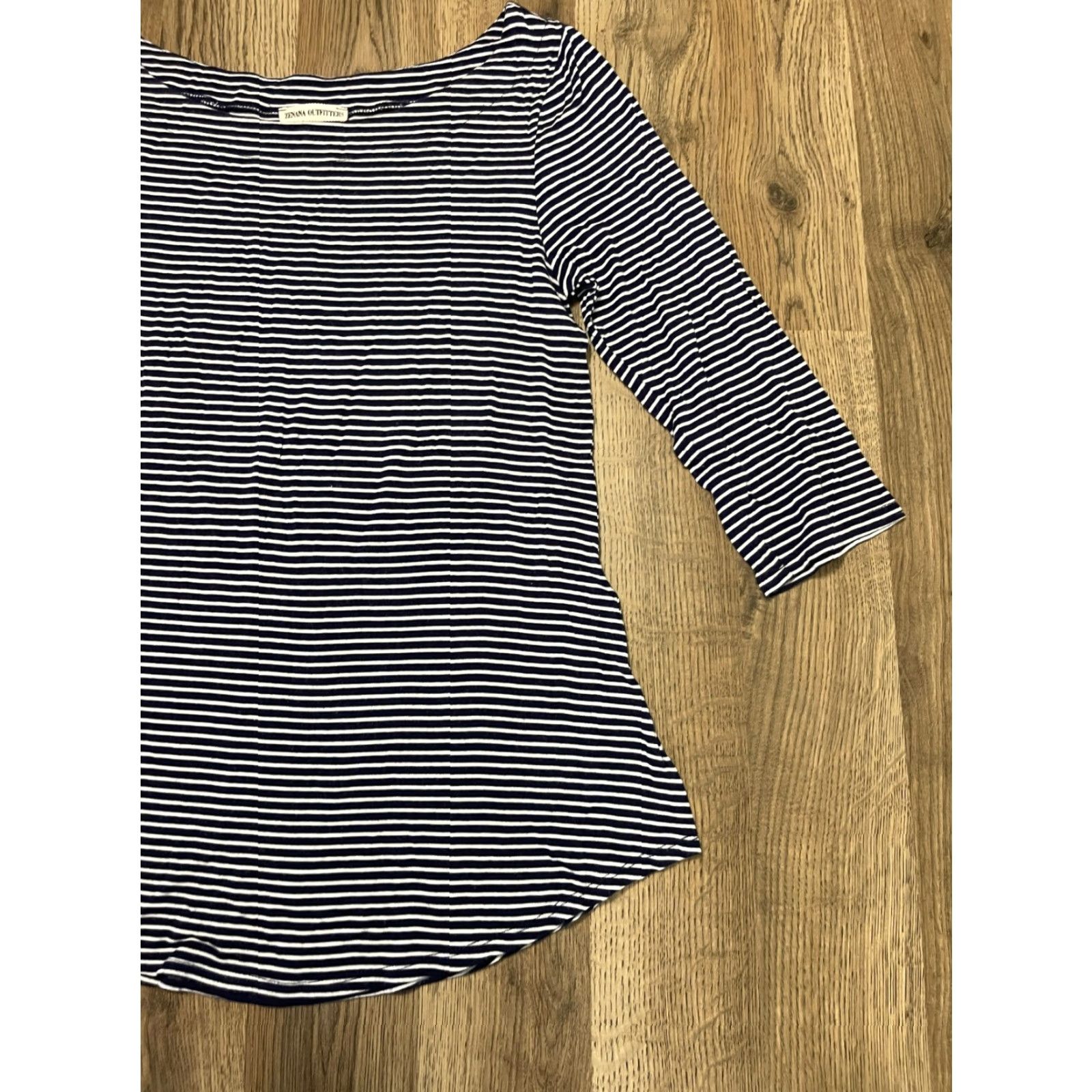 Vintage Zenana Outfitters Shirt Womens Size M Navy White Striped 3/4 Sleeve Casual Regular T-Shirt Size M / US 6-8 / IT 42-44 - 4 Thumbnail