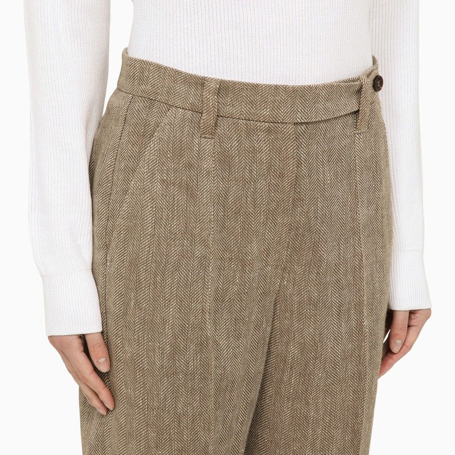 Brunello Cucinelli o1d2blof0824 Linen Trousers in Tobacco Size 28" / US 6 / IT 42 - 5 Thumbnail