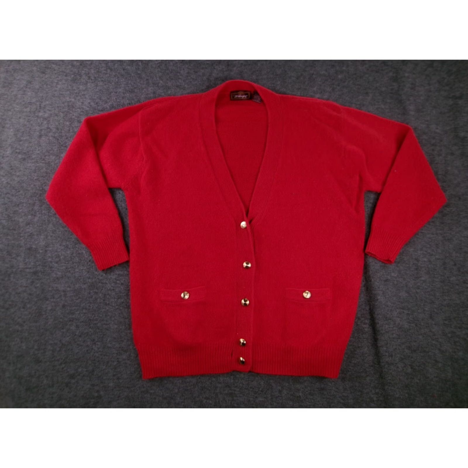 Worthington VINTAGE Worthington Cardigan Women L Red Silk Angora Wool Knit 90s All Seasons Pockets Womens Size L / US 10 / IT 46 - 2 Thumbnail