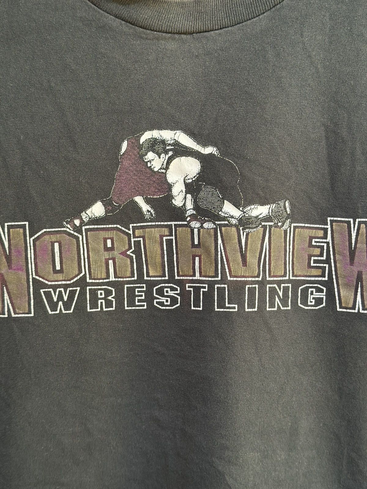 Anvil Thrashed Vintage 90s Northview Wrestling Distress Tee Size US XXL / EU 58 / 5 - 2 Thumbnail