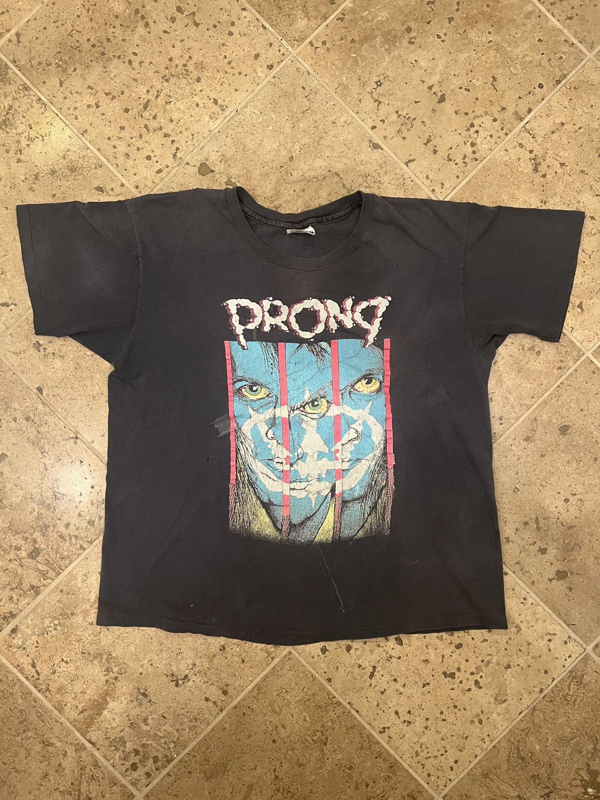 image of Hanes x Vintage Prong 1990 American Tour Shirt in Black, Men's (Size XL)