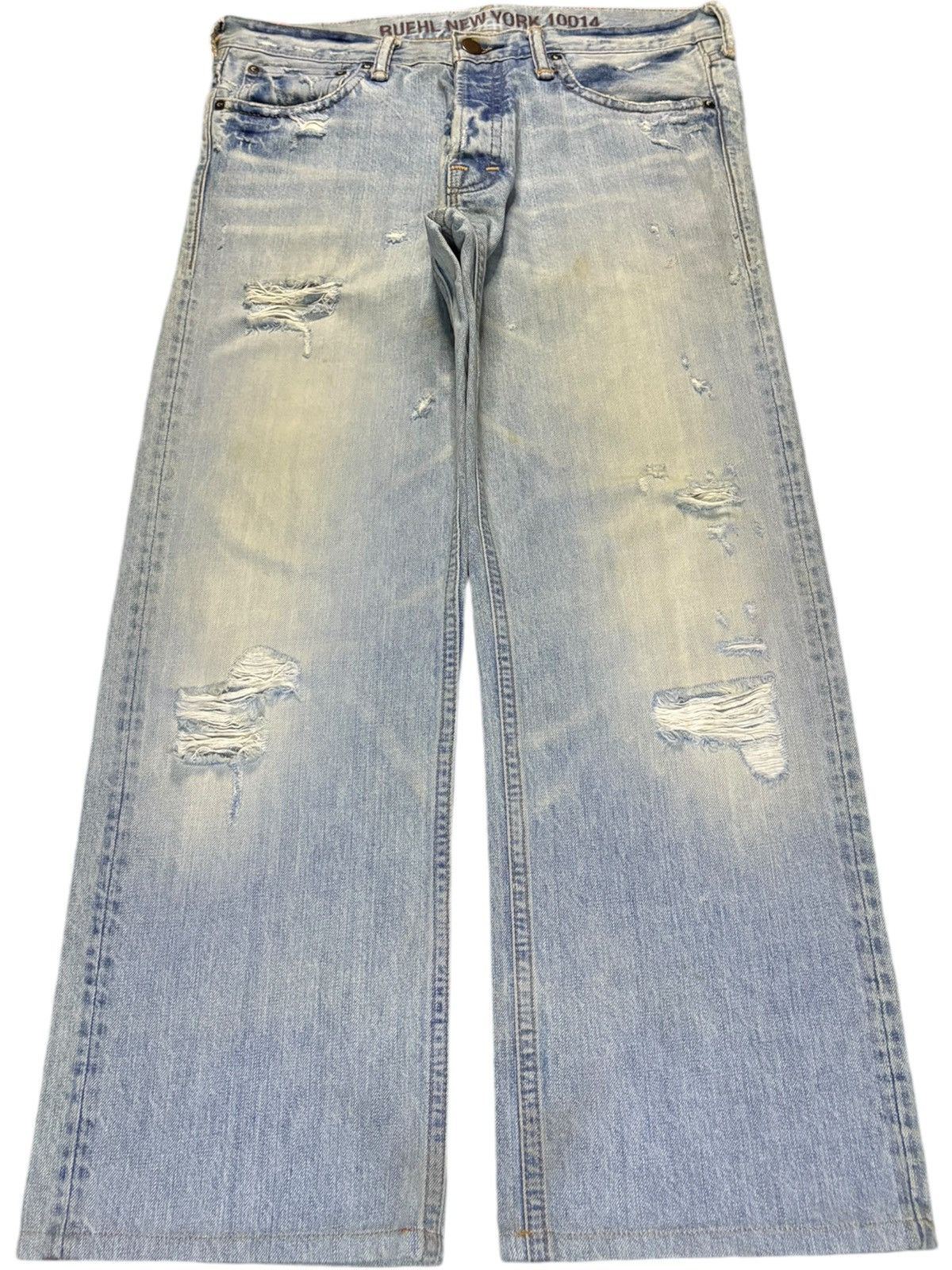 Vintage Ruehl Button Fly Bleached Distress Loose Baggy Jeans