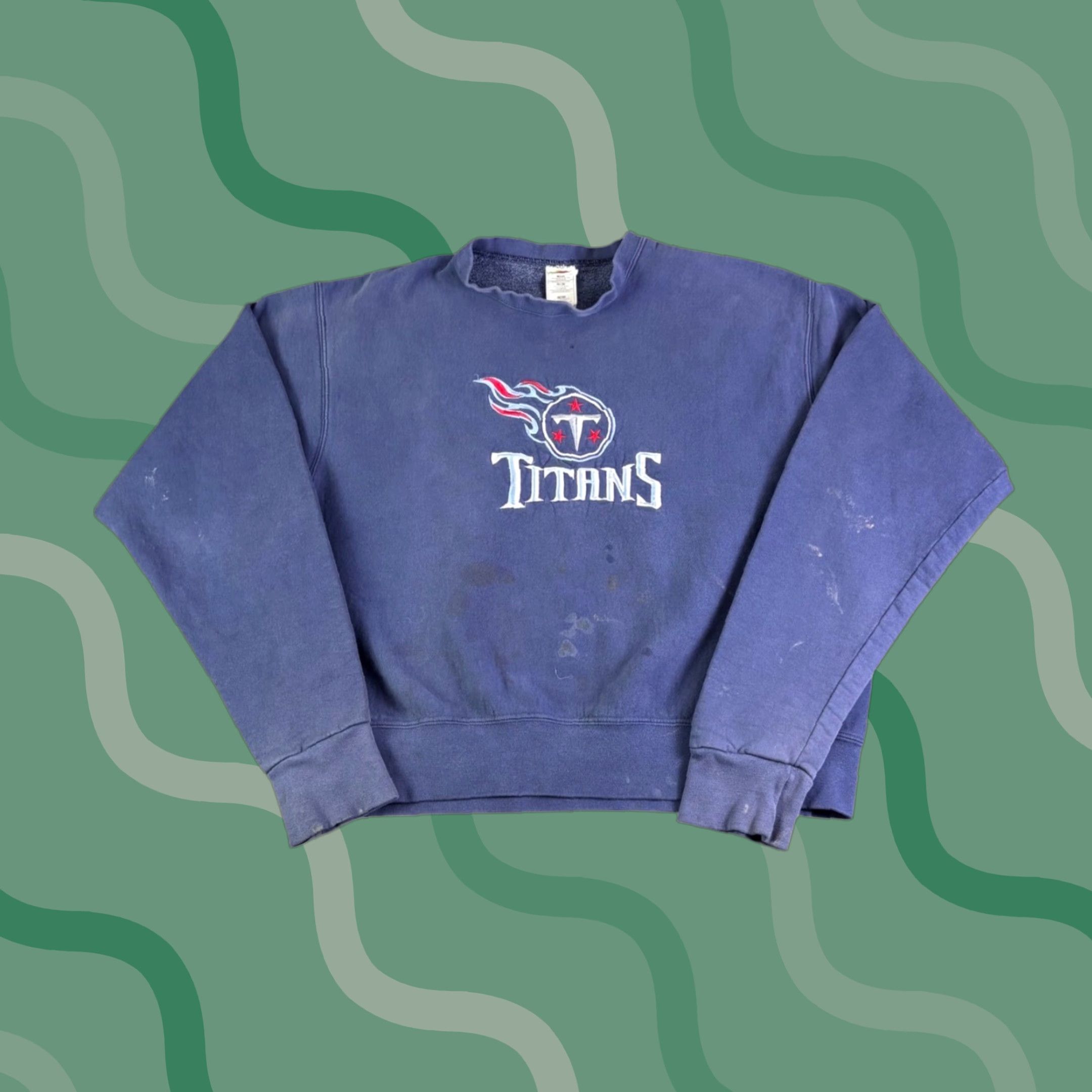 Fruit Of The Loom VINTAGE Mens Tennessee Titans Crewneck Sweatshirt Navy Blue NFL Football Size XL Size US XL / EU 56 / 4 - 1 Thumbnail