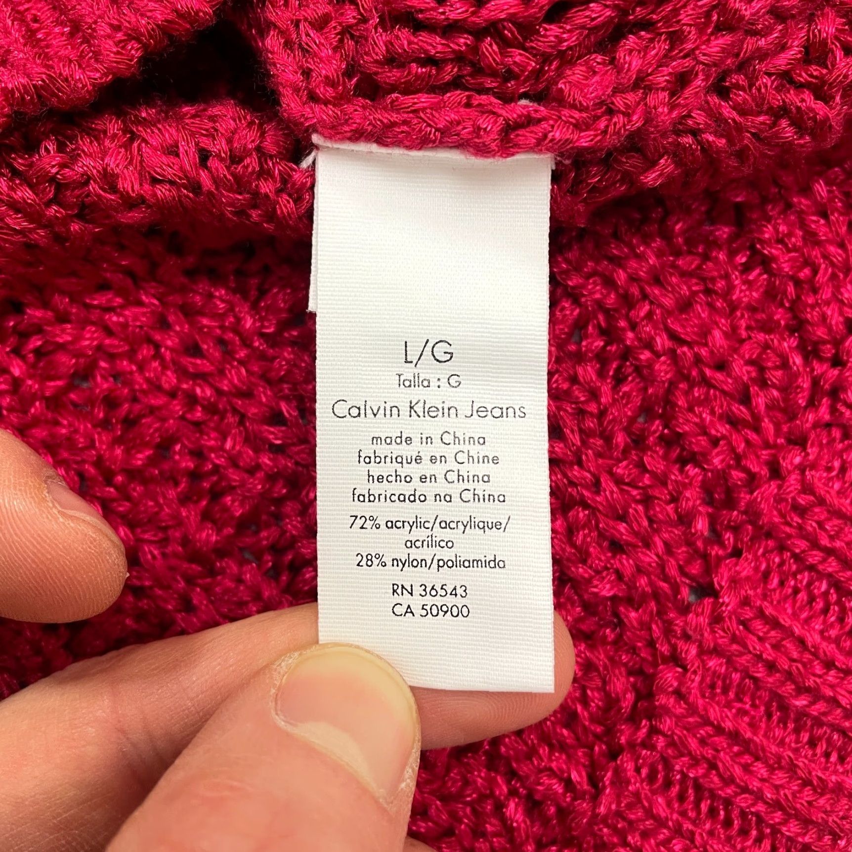 Calvin Klein Calvin Klein Jeans Women's L Red Chunky Pullover Sweater Scoop Neck Acrylic Size L / US 10 / IT 46 - 6 Thumbnail