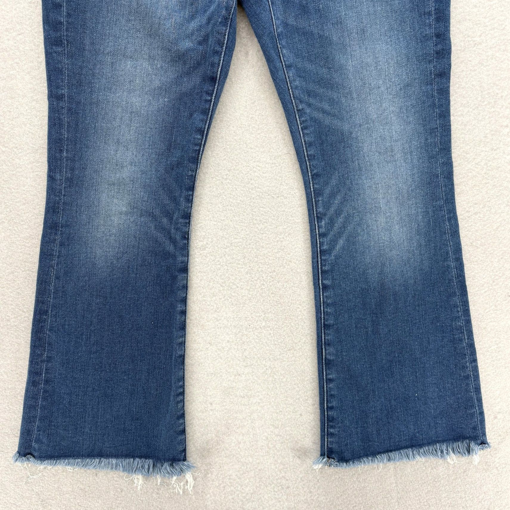 Loft LOFT Jeans Womens 6P Blue High Waist Flare Crop Raw Hem Stretch Denim Petite Jeans Size 28" / US 6 / IT 42 - 3 Thumbnail