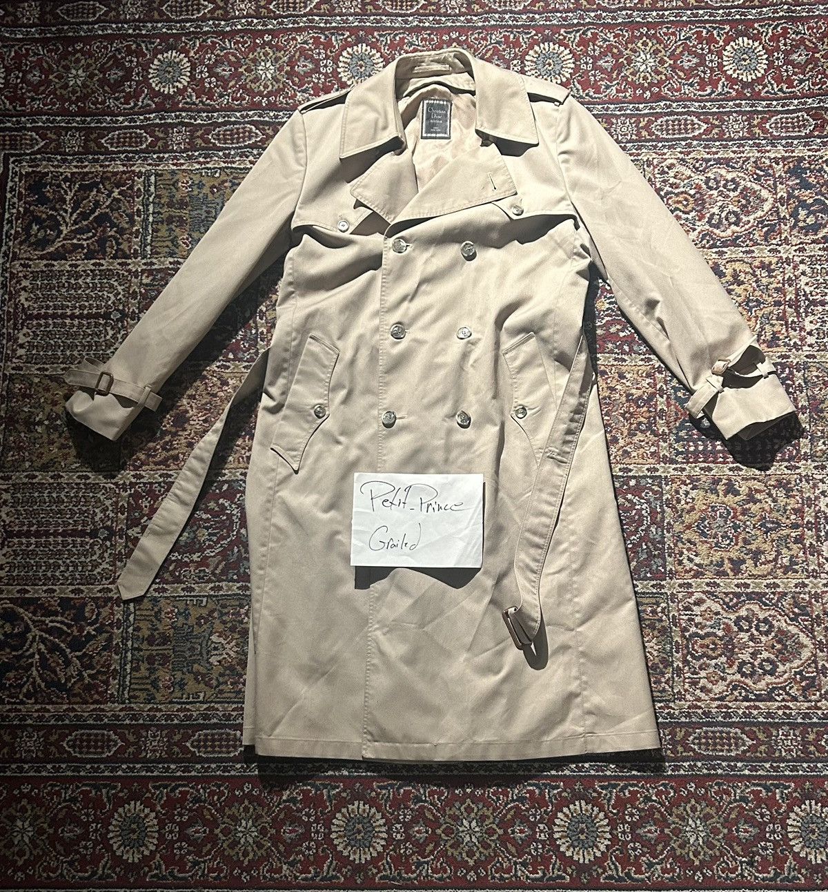 image of Vintage Christian Dior Monsieur Trench Coat Jacket in Beige, Men's (Size Medium)
