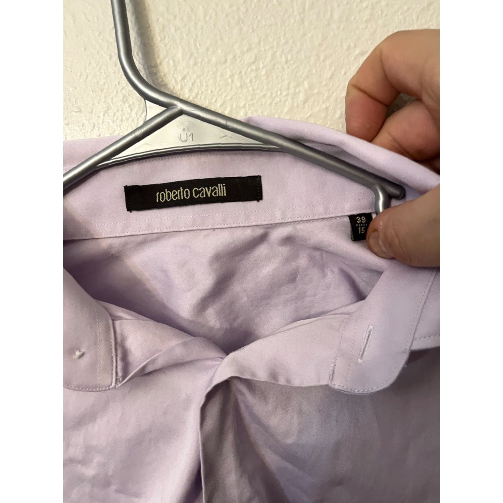 Roberto Cavalli Roberto Cavalli Dress Shirt Men's 15 Purple Long Sleeve Button Tapered Spreads Collared Cad Color Size 40R - 4 Thumbnail