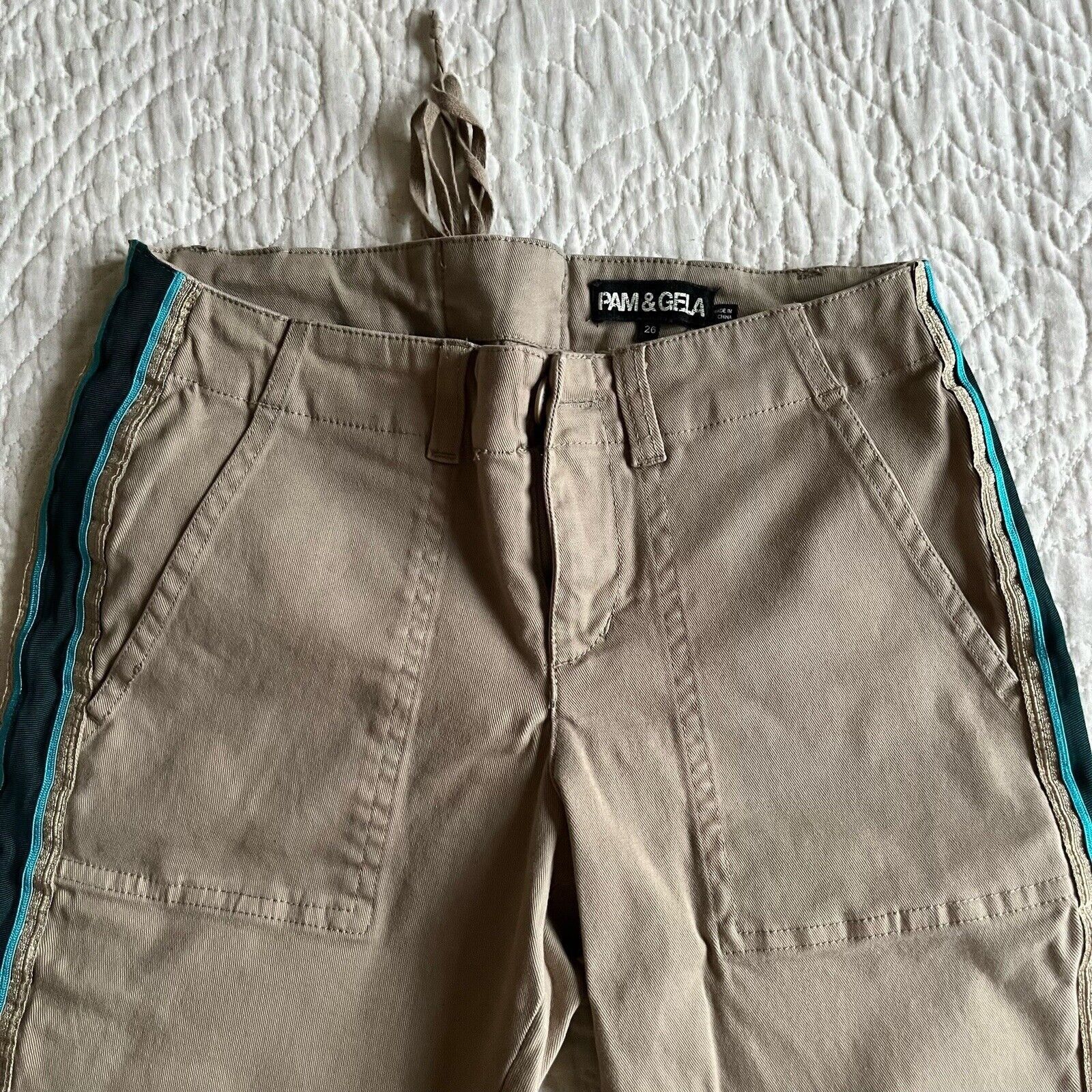 Pam & Gela Pam & Gela Womens Pants Green Uniform Side Stripe Low Rise S Size 26" / US 2 / IT 38 - 2 Thumbnail