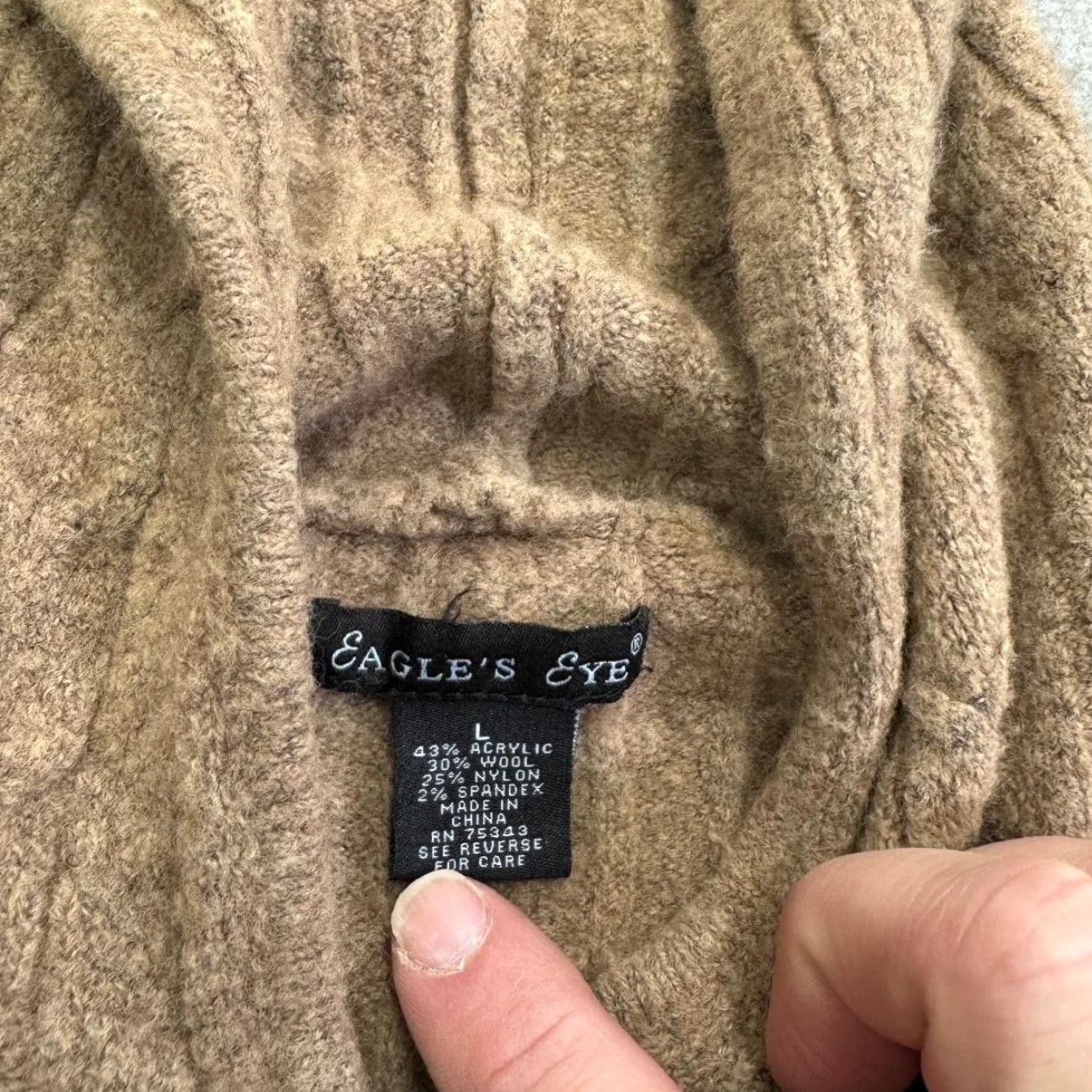 Vintage VINTAGE Eagles Eye Sweater Womens Large Brown Hooded Full Zip Cable Knit Hoodie Size L / US 10 / IT 46 - 4 Thumbnail