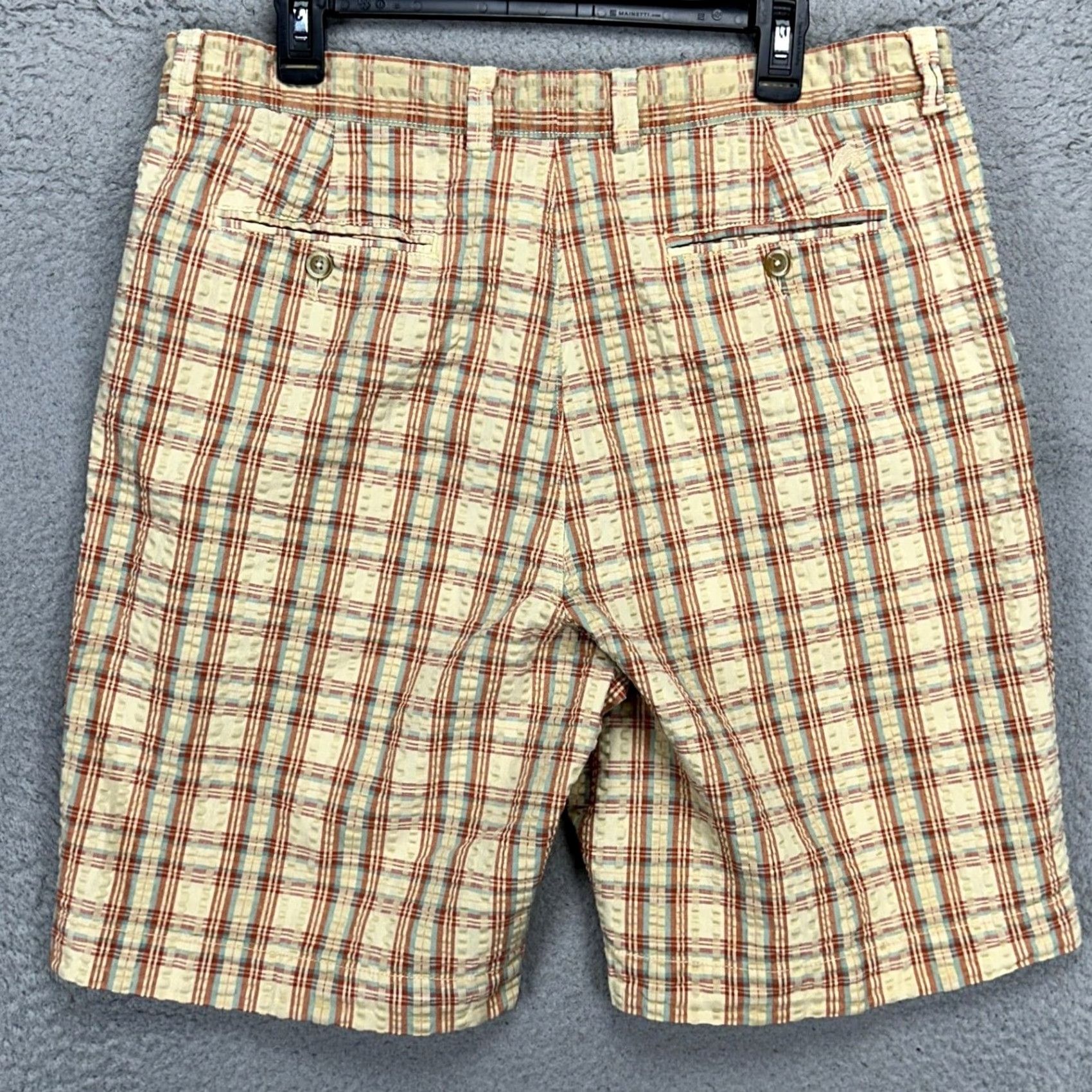 Tommy Bahama Tommy Bahama Mens Seersucker Shorts 36 Yellow Plaid Khakis Flat Front Pockets Size US 36 / EU 52 - 2 Thumbnail
