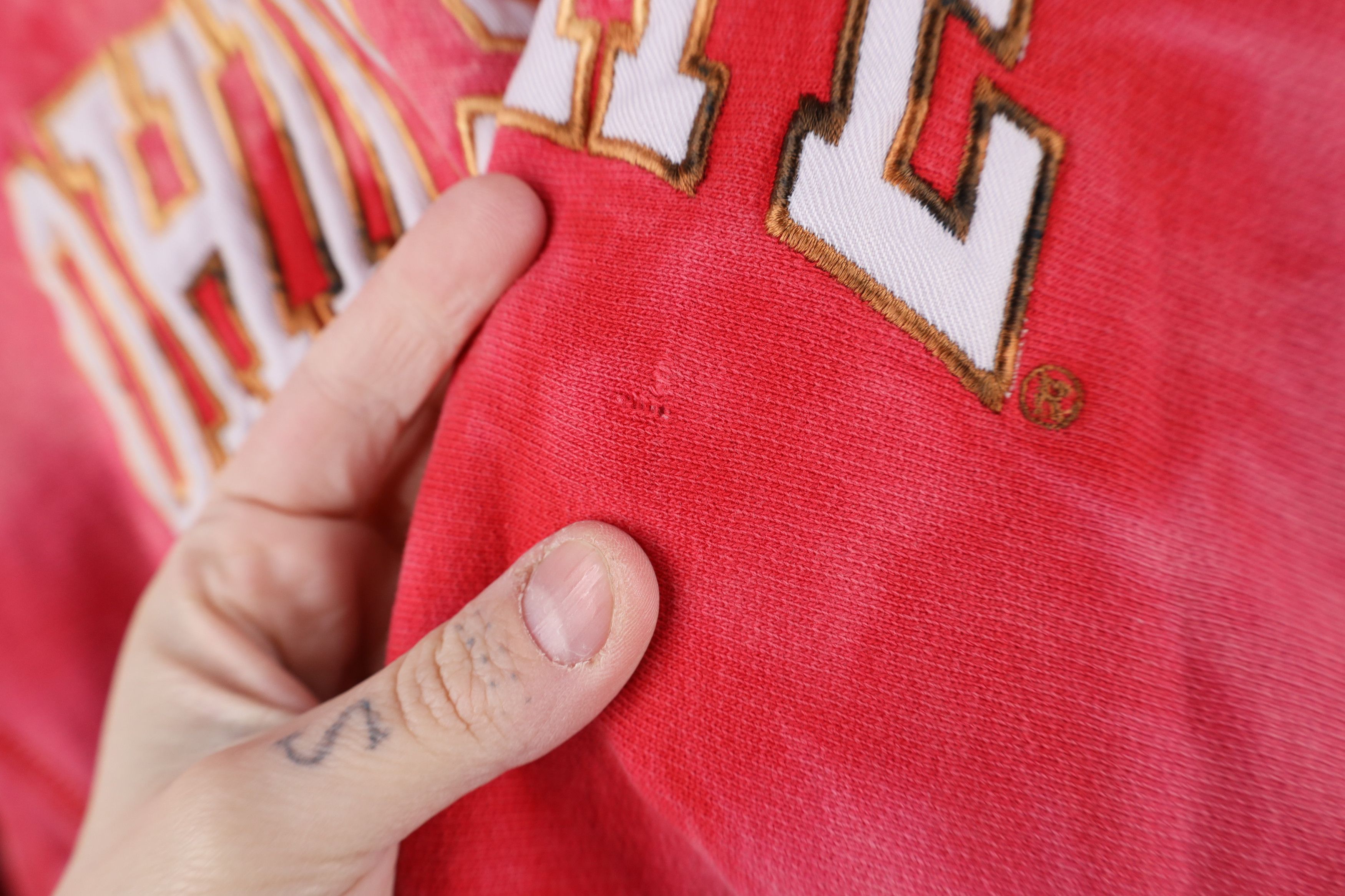 Vintage Vintage 90s Spell Acid Wash Ohio State University Hoodie Red Size US M / EU 48-50 / 2 - 7 Thumbnail