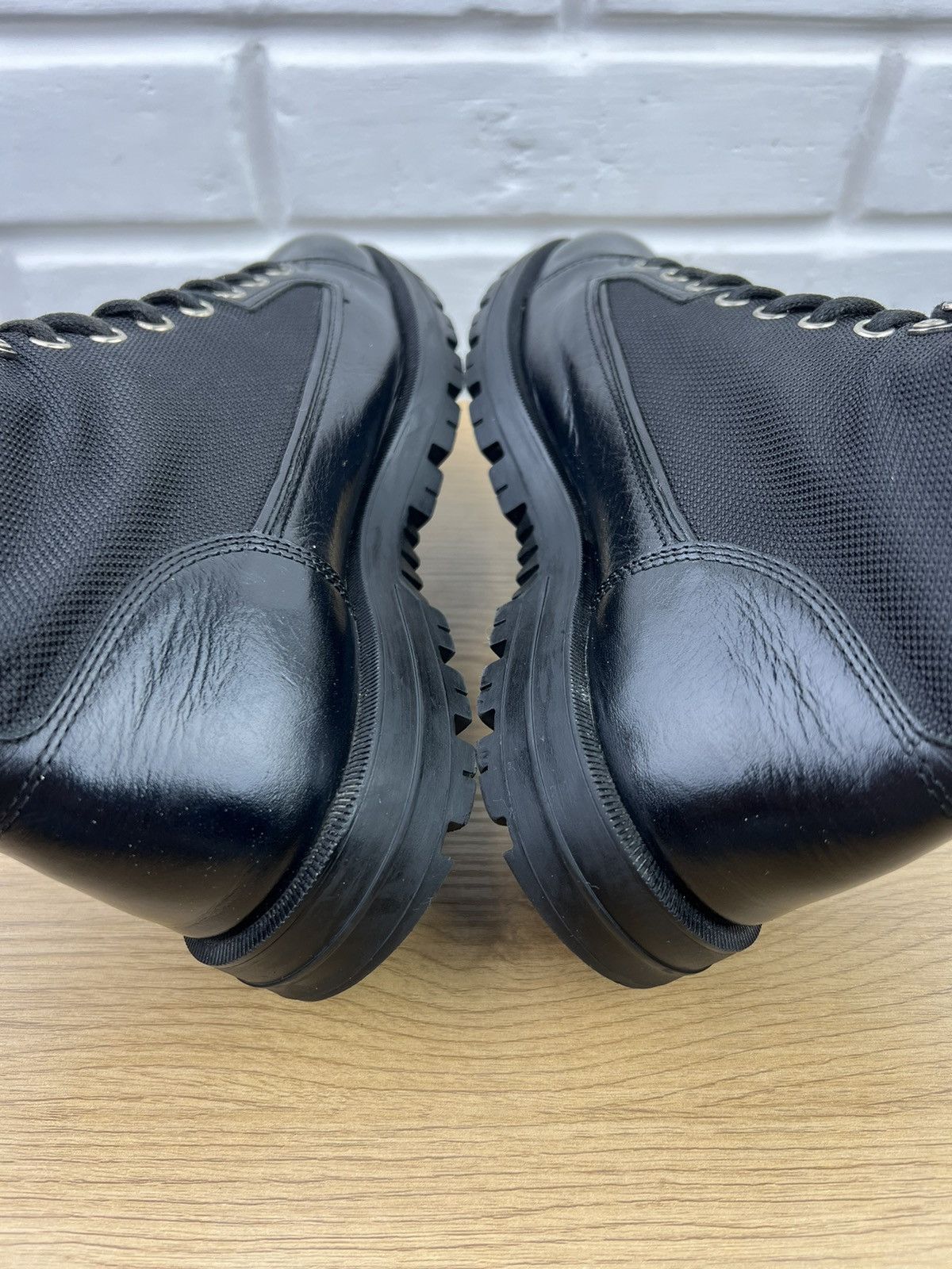Gucci GUCCI Boots Combat Leather Shoes Lace Up GG Monogram Web Size US 8 / EU 41 - 10 Thumbnail