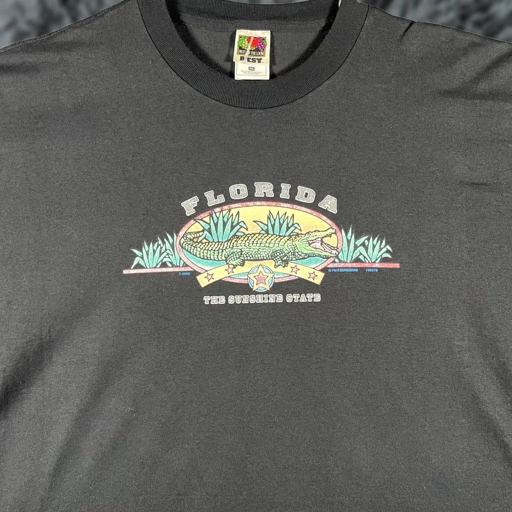 Fruit Of The Loom VTG Florida Shirt Mens 2XL Black Alligator Graphic Sunshine State Tourist Tee Size US XXL / EU 58 / 5 - 1 Thumbnail