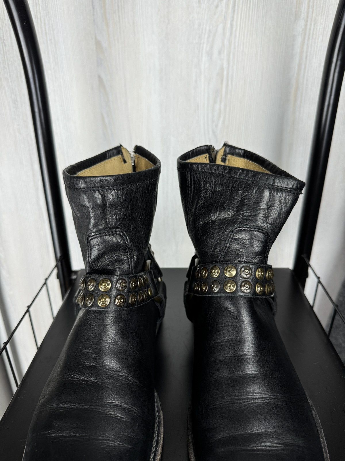 Frye Frye Phillip Studded Harness Boots Mid Calf Leather Studs 9B Size US 9 / IT 39 - 6 Thumbnail
