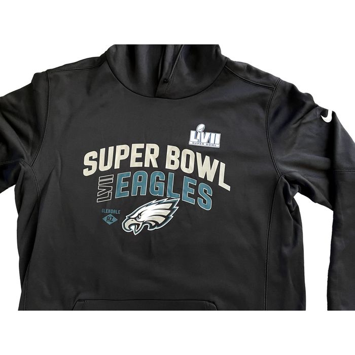 Men's Nike Black Philadelphia Eagles Super Bowl LVII Team Logo Lockup  Therma Performance Pullover Hoodie