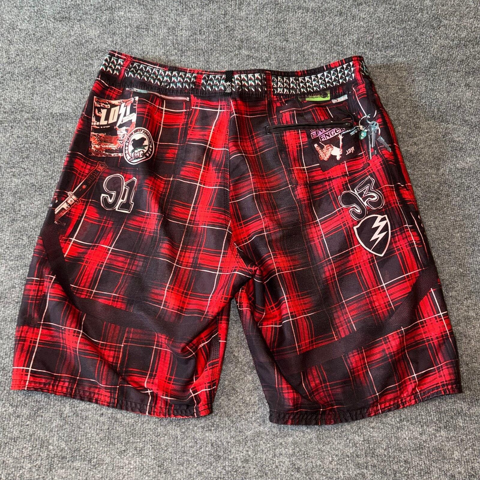 Warren Lotas LOST Enterprises Red Plaid Surf Board Shorts Mens XL Rare Size US 36 / EU 52 - 6 Thumbnail