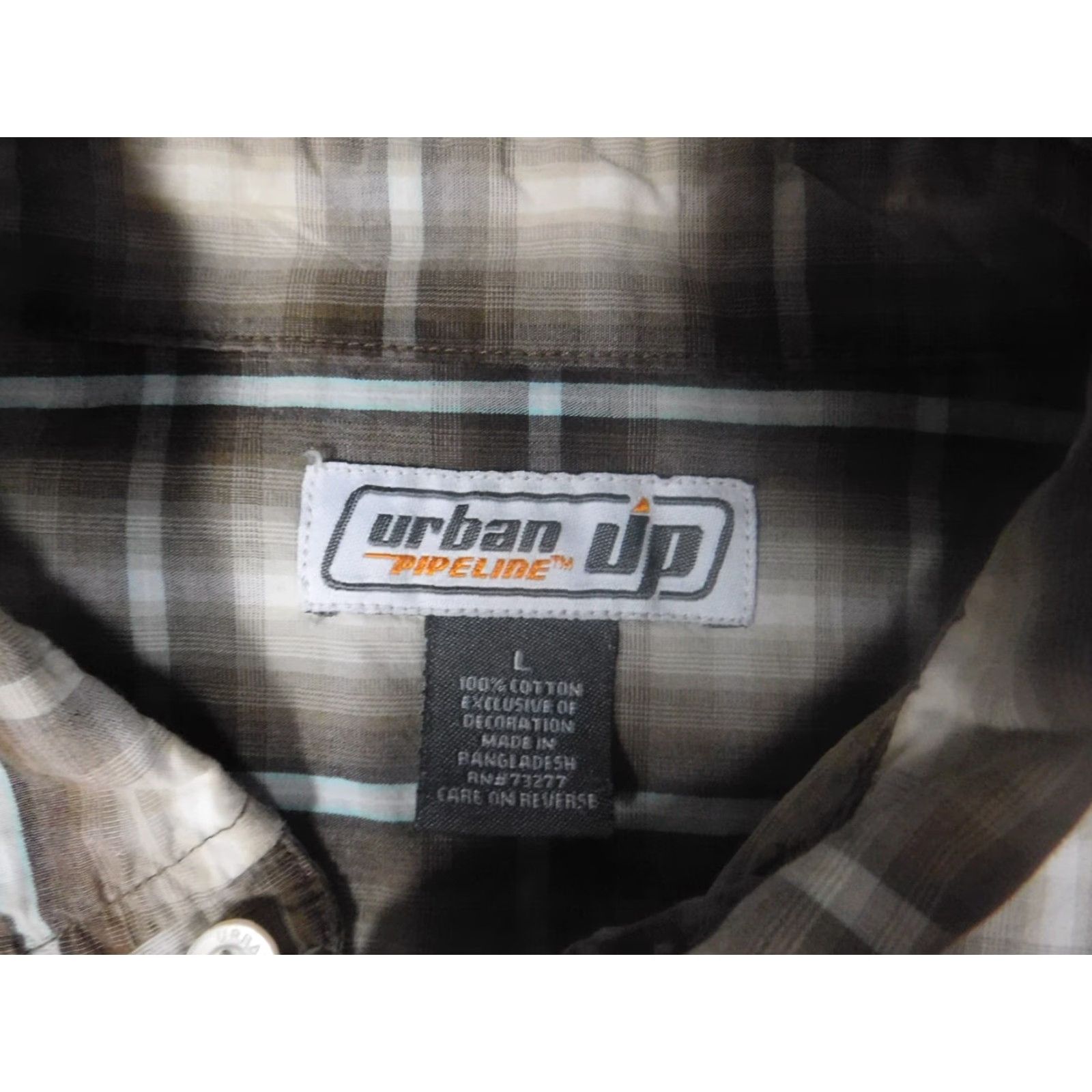 Vintage Urban Pipeline Shirt Large L Brown Plaid Button-Down Mens short sleeve Collar Oxford Pocketed Size US L / EU 52-54 / 3 - 5 Thumbnail