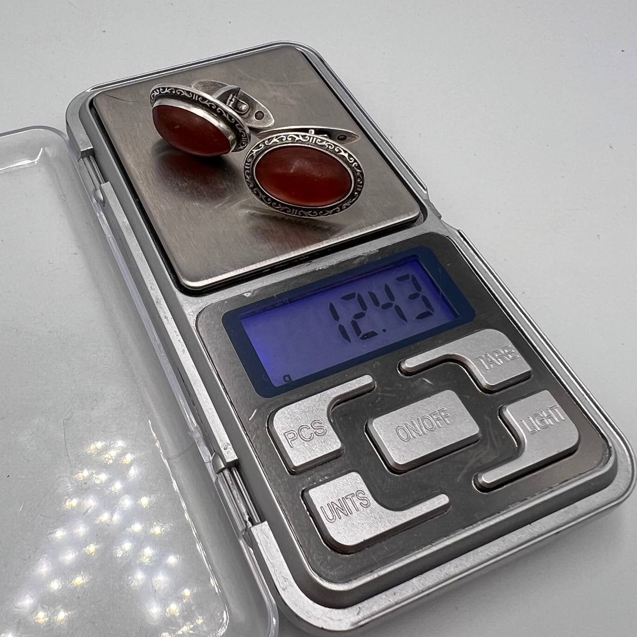 Sterling Silver Vintage Cufflinks Silver 875 Natural Baltic Amber Marked Size ONE SIZE - 6 Thumbnail