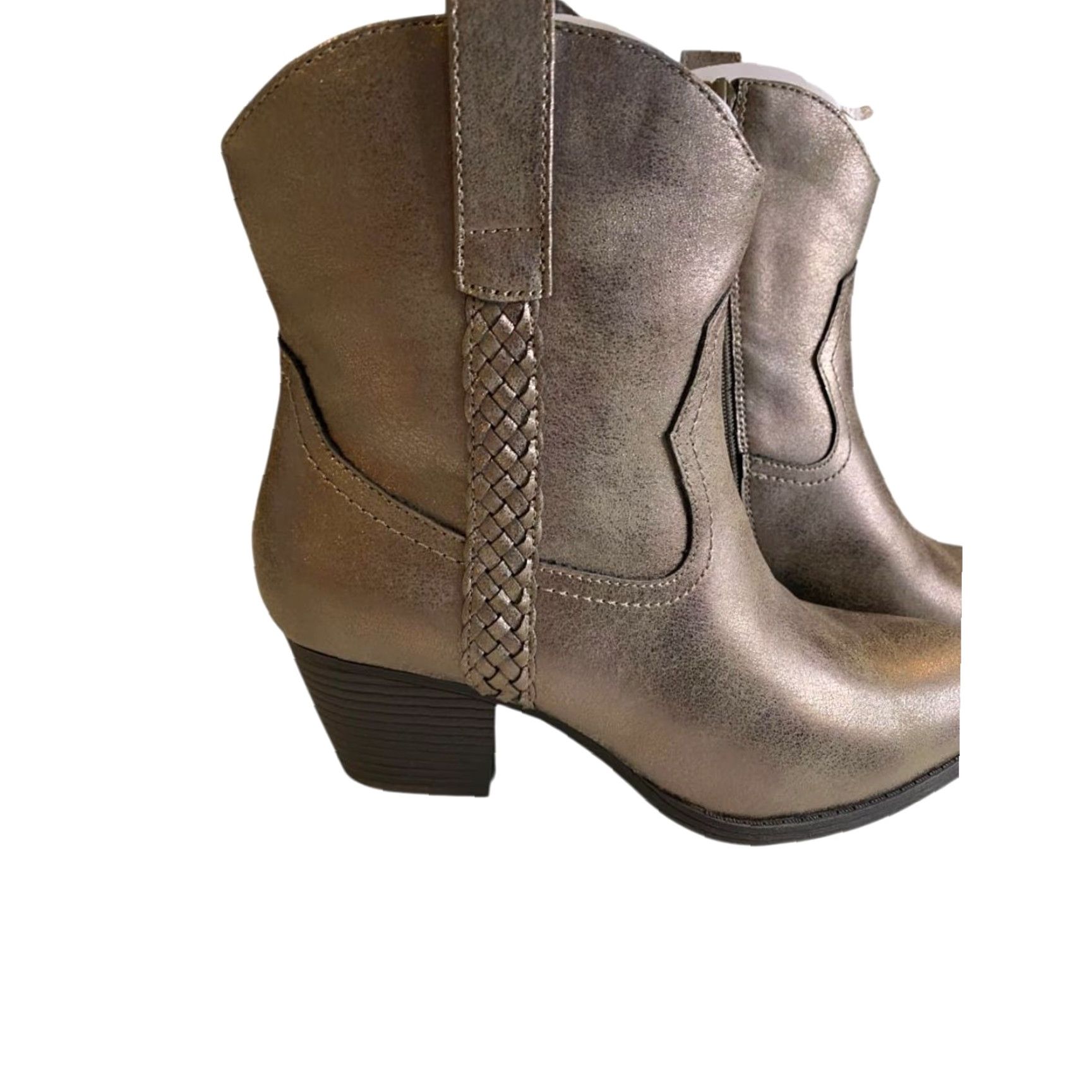 Frye VINTAGE Frye & Co Boots Daxx Western Womens 10M Size Stacked Platinum Brown Vegan Leather Shoes Size US 10 / IT 40 - 2 Thumbnail