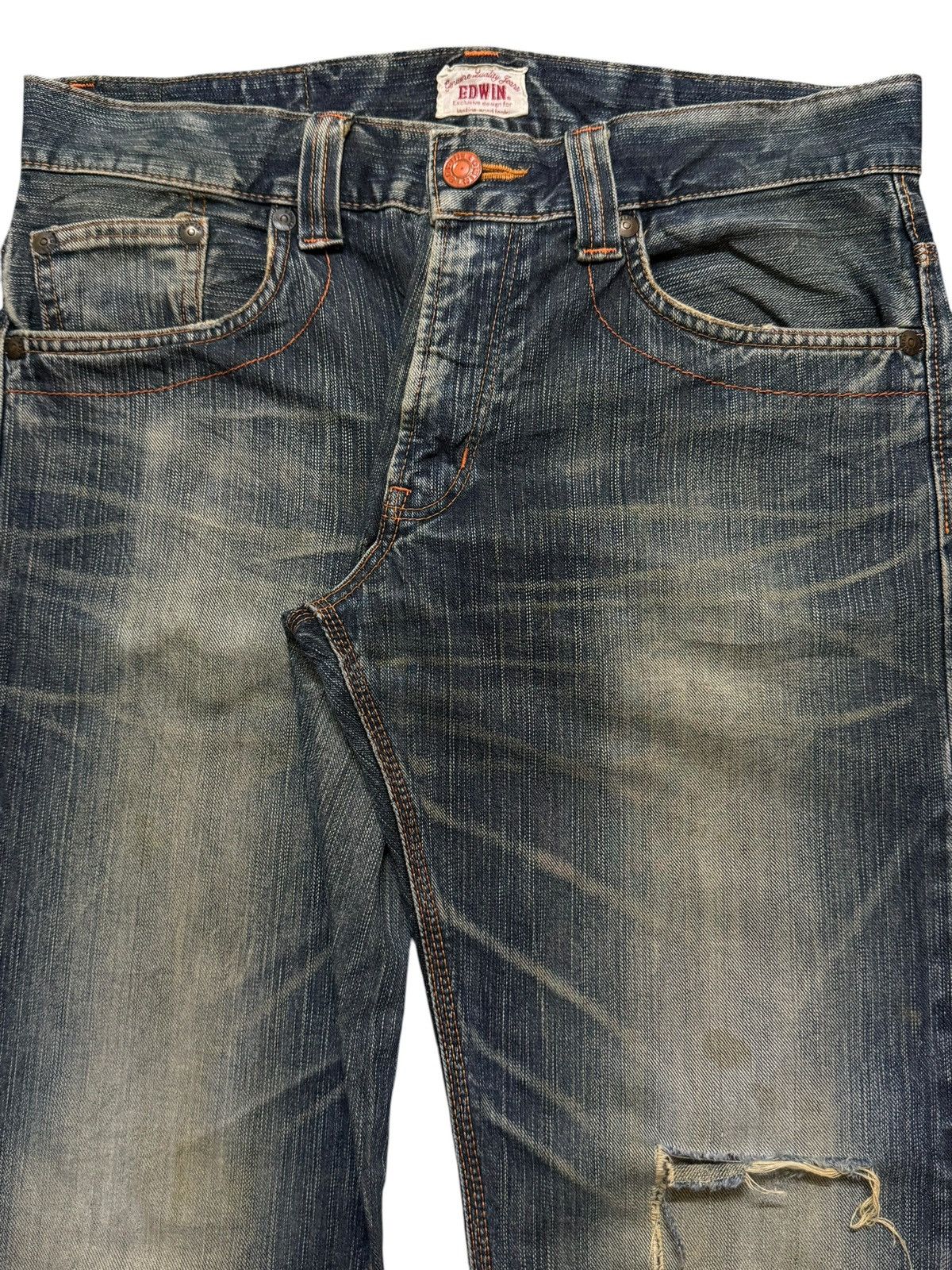 Edwin Vintage 90s Edwin XV Mud Wash Whiskers Distressed Wide Leg Size US 34 / EU 50 - 3 Thumbnail