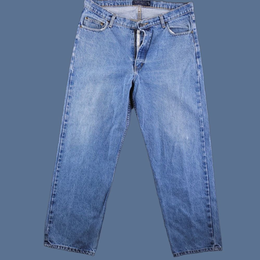 Denime Army Navy Jeans Mens 37x29 Blue Straight Fit Denim Light Wash Distressed Size US 37 - 1 Thumbnail