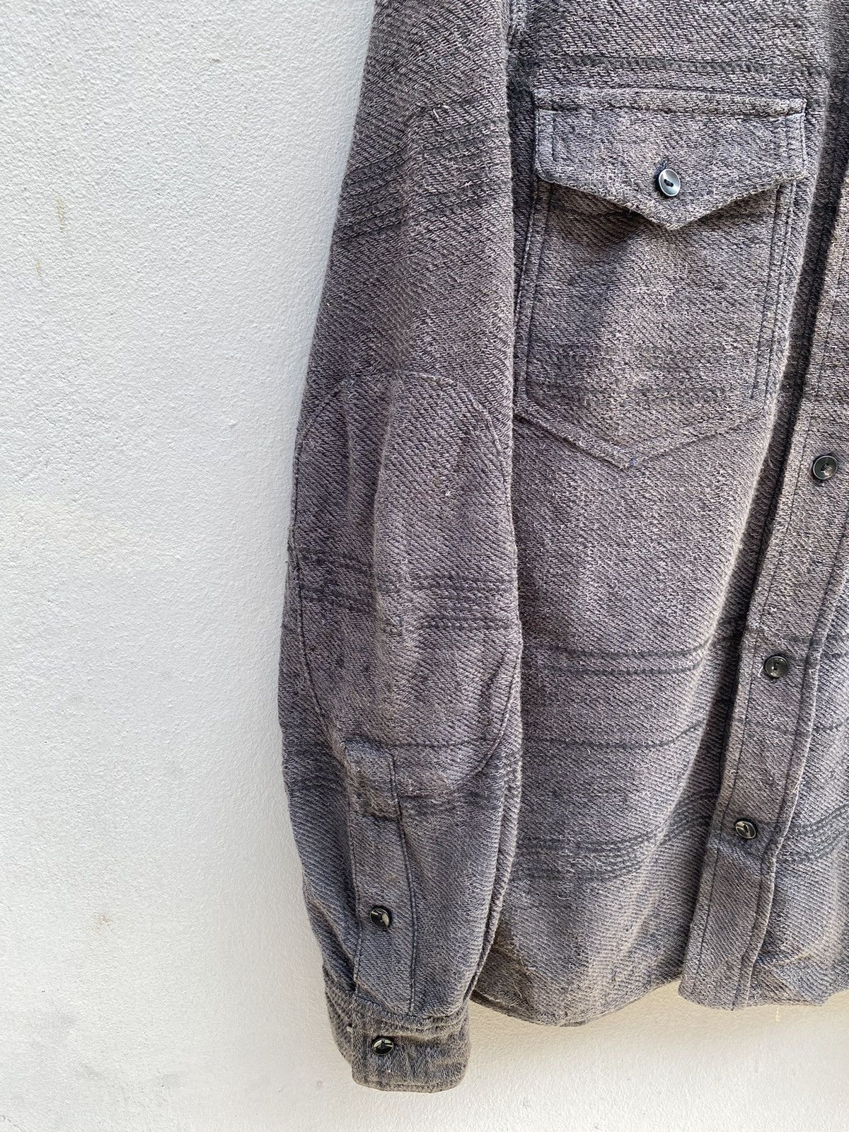 Flannel × Japanese Brand HERITAGE STONE Distress Look Charcoal Grey Flannel Size US M / EU 48-50 / 2 - 6 Thumbnail
