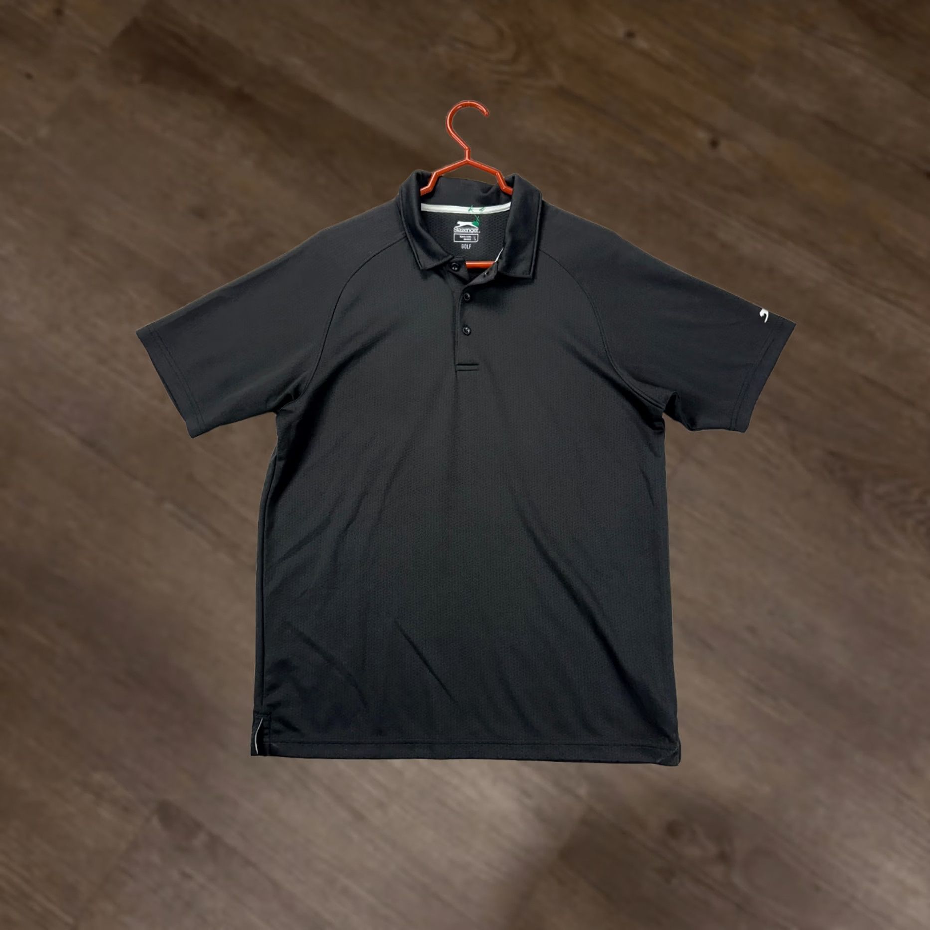 Vintage Slazenger Golf Polo Shirt Mens Large Black Short Sleeve Logo Athletic Outdoor Casual Golfing CAsual 43 Chest 28.5 Length Size US L / EU 52-54 / 3 - 1 Thumbnail