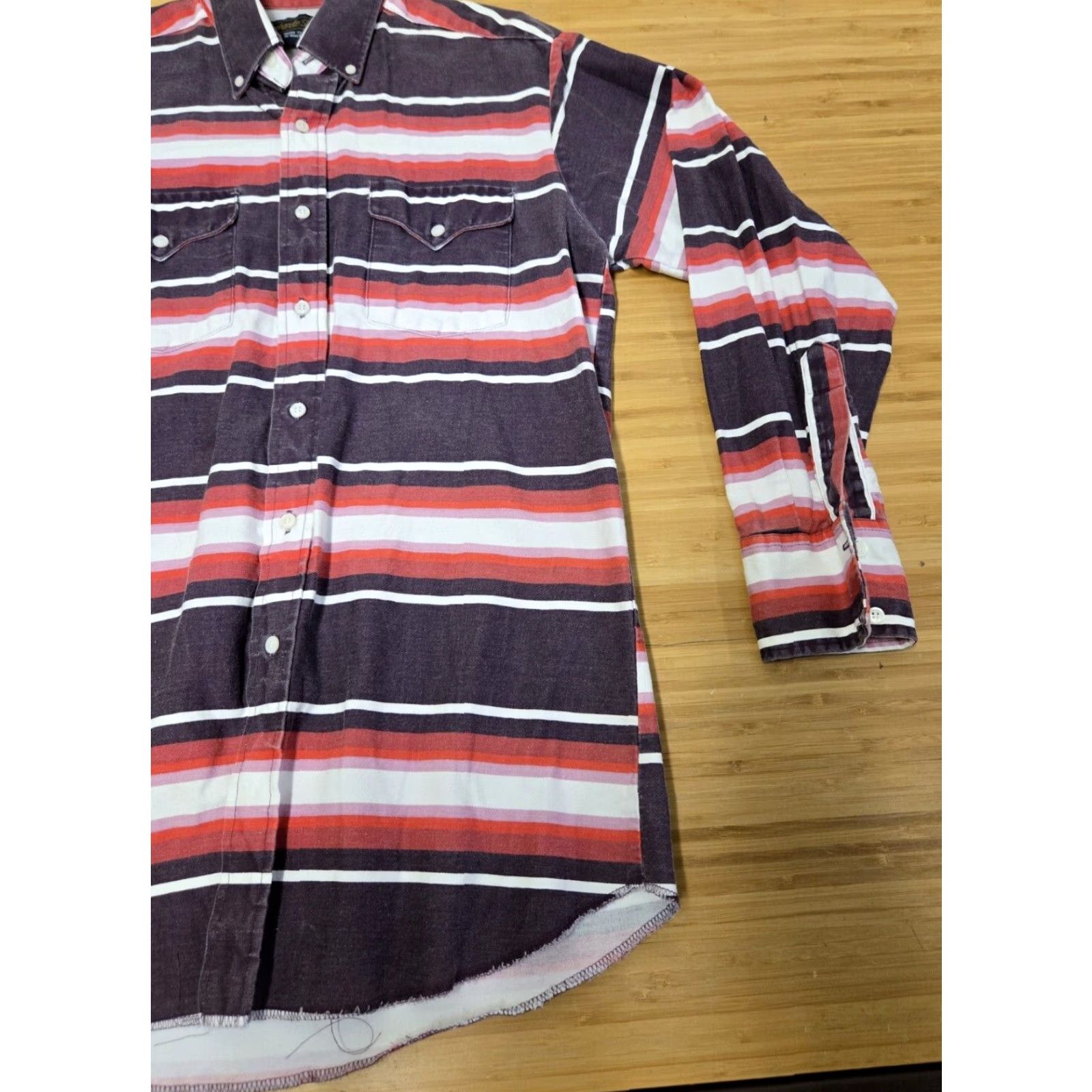 Vintage VINTAGE Panhandle Slim Shirt Mens 16.5 34 Pink Purple Striped Western Shirt Size US XL / EU 56 / 4 - 2 Thumbnail