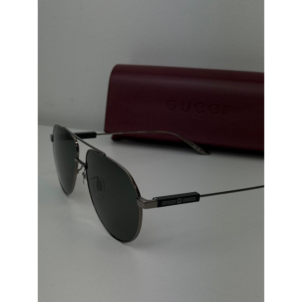 Gucci NEW Gucci GG1311S Ruthenium Aviator Unisex Sunglasses $565 Size ONE SIZE - 2 Thumbnail