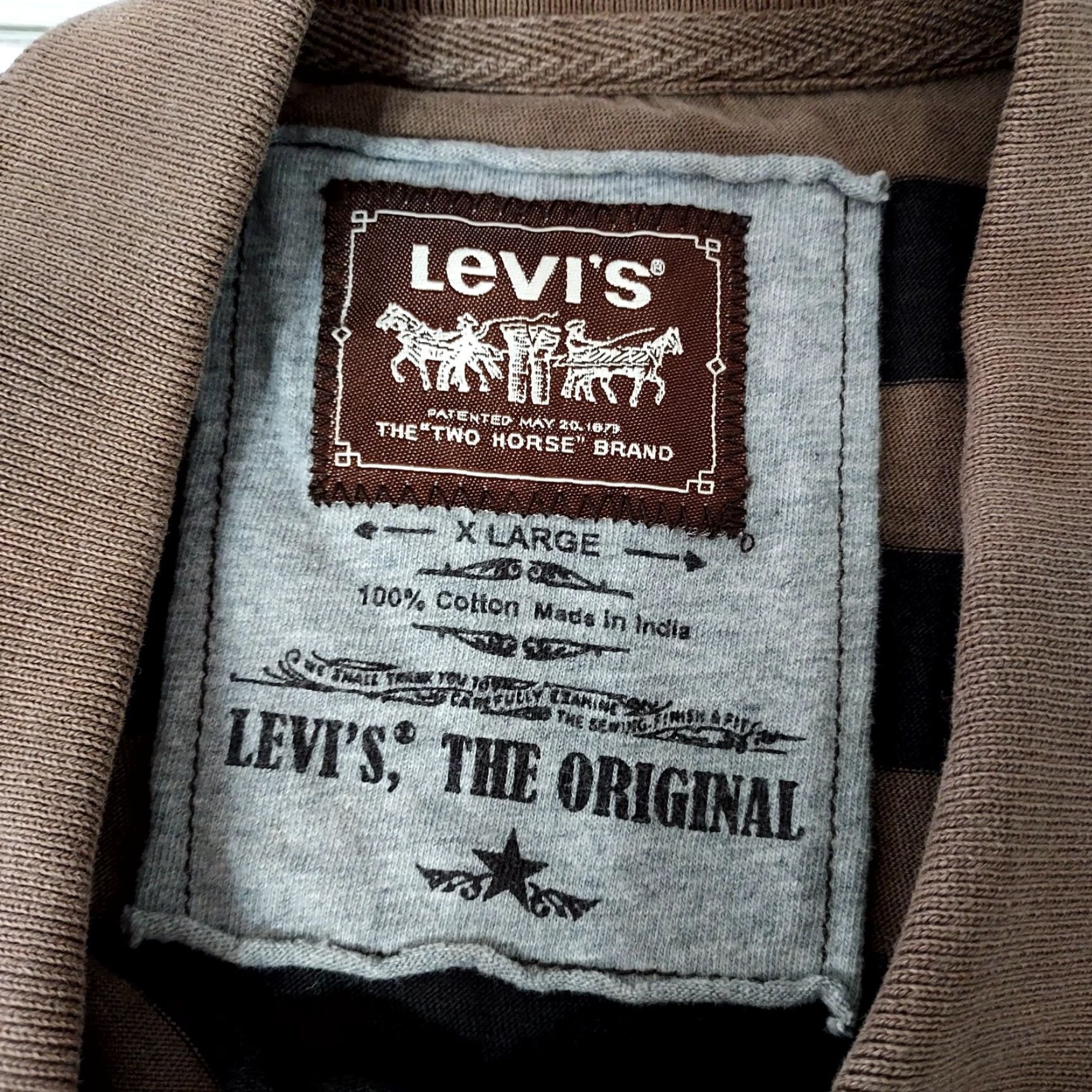 Levi's Levi's Polo Shirt Mens XL Brown Striped Short Sleeve Logo Collared Golf Shirt Size US XL / EU 56 / 4 - 7 Thumbnail