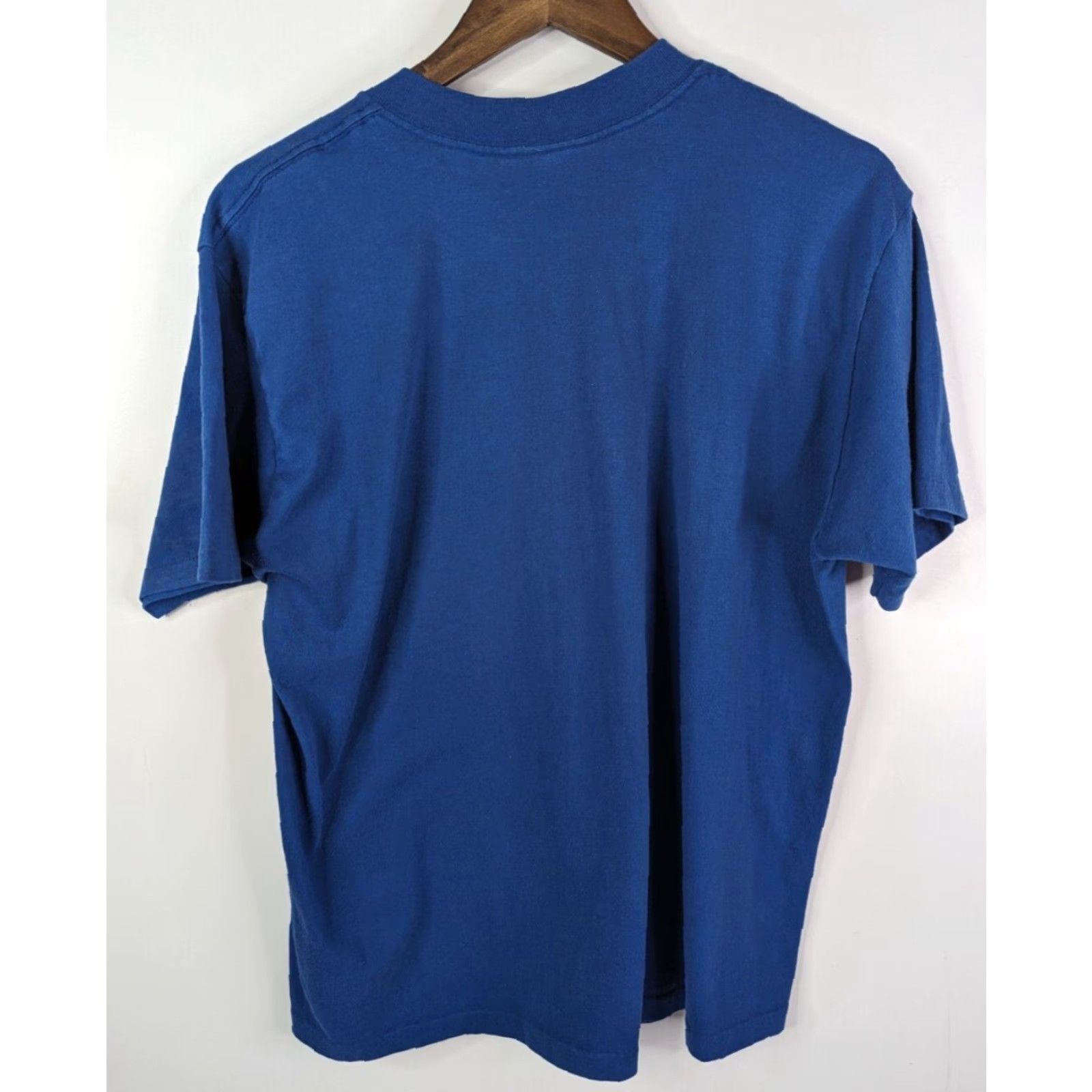 Vintage VINTAGE Wright's T-Shirt Adult XL 80s Blue Short Sleeve Crew Neck Polyester Jersey Graphic Print Birds Run 10k Men Size US XL / EU 56 / 4 - 3 Thumbnail