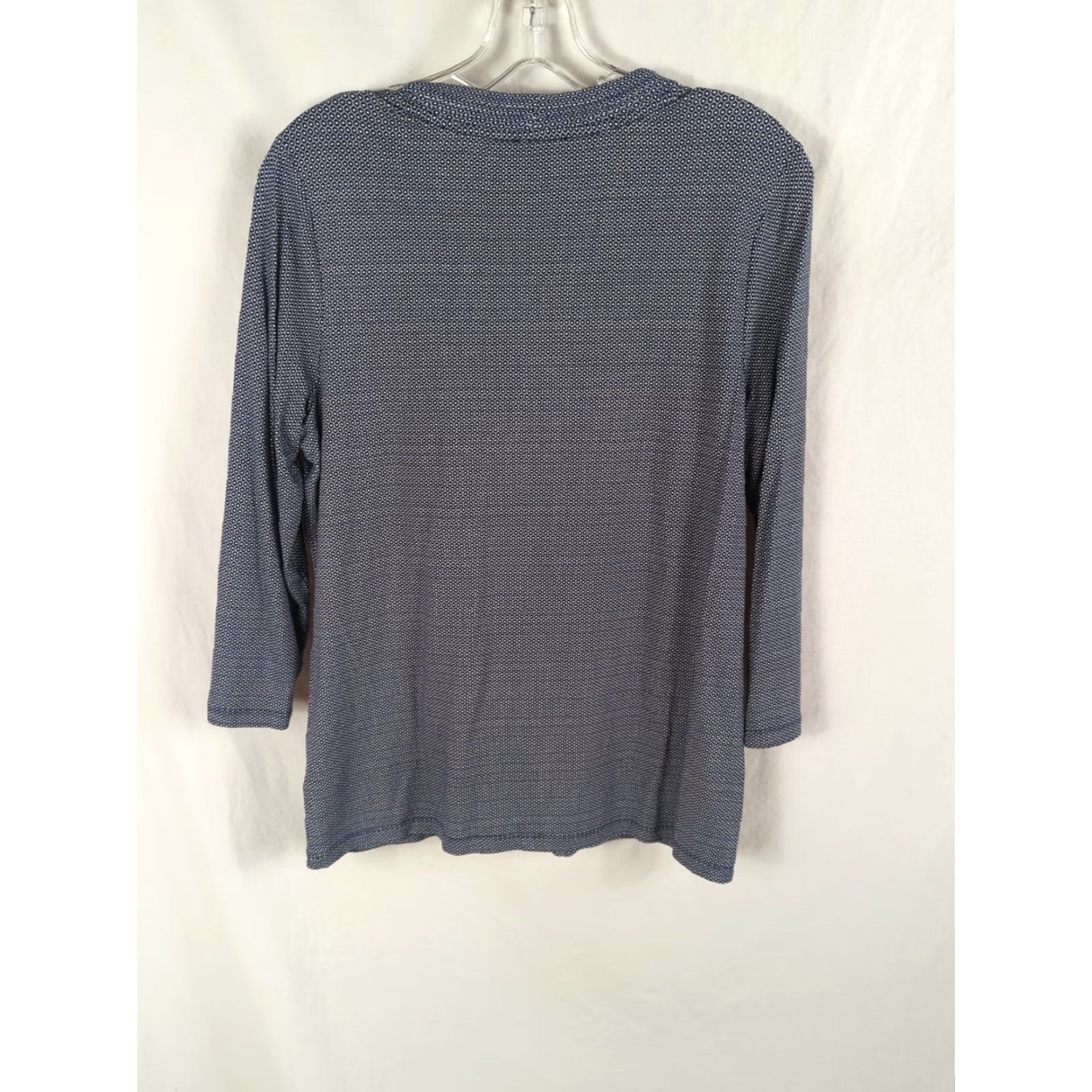 Talbots Talbots Blouse Women's Medium Navy Geometric V-Neck 3/4 Sleeve Shirt Casual Pullover Top Size M / US 6-8 / IT 42-44 - 4 Thumbnail