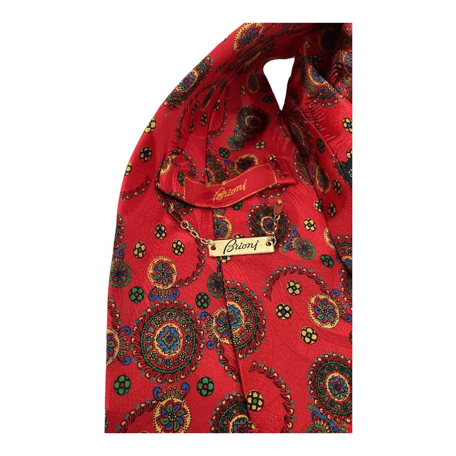 Brioni BRIONI Red Flower Print Luxury Designer Silk Tie Made In Ita Size ONE SIZE - 4 Thumbnail