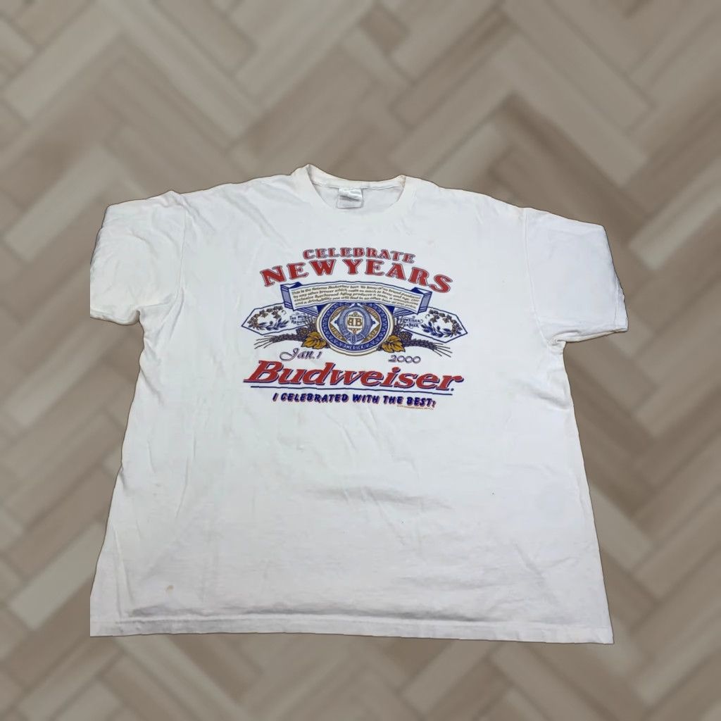 Budweiser VINTAGE Budweiser Shirt Mens XL White Crew Neck Beer Y2K Size US XL / EU 56 / 4 - 1 Thumbnail