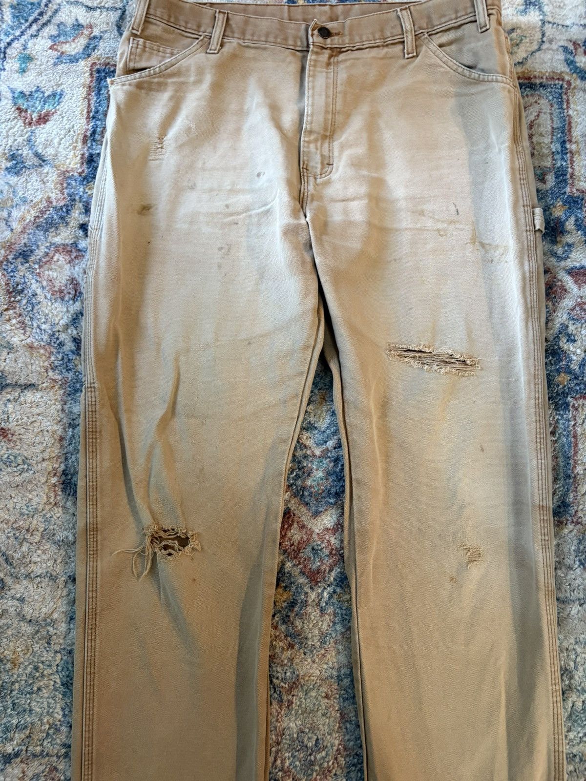 Dickies Dickies Beige DISTRESSED Workwear Pants Size 37 Size US 37 - 6 Thumbnail