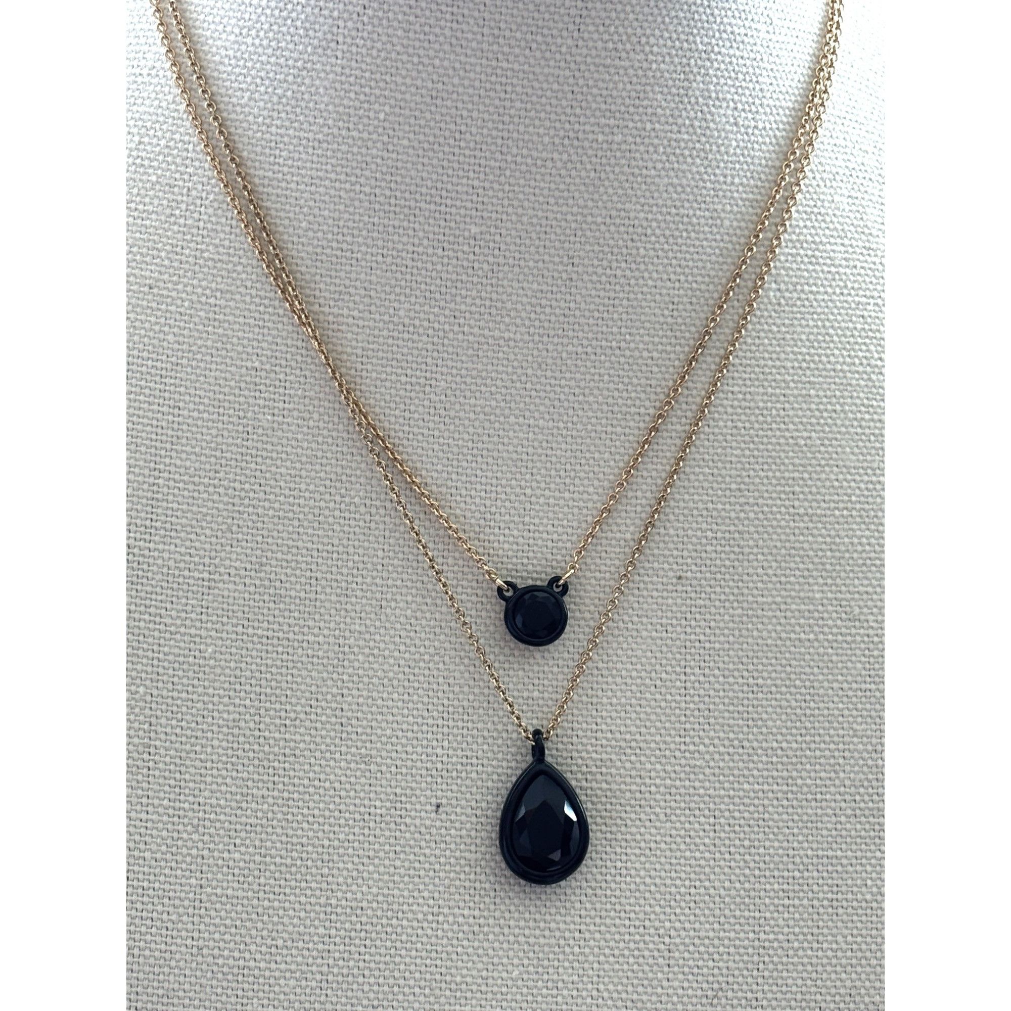 DKNY DKNY Gold-Tone Layered Chain Necklace With Black Teardrop & Size ONE SIZE - 9 Thumbnail