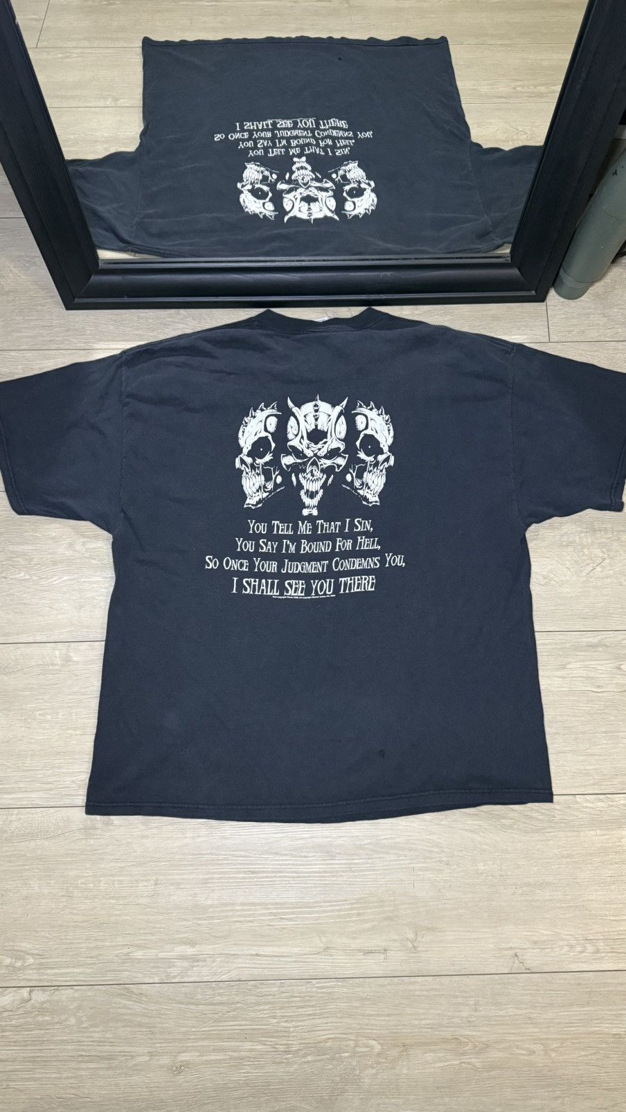 Affliction Vintage / Y2K 2000s Wicked Jester Triple Skull Devil Shirt Size US XXL / EU 58 / 5 - 1 Thumbnail