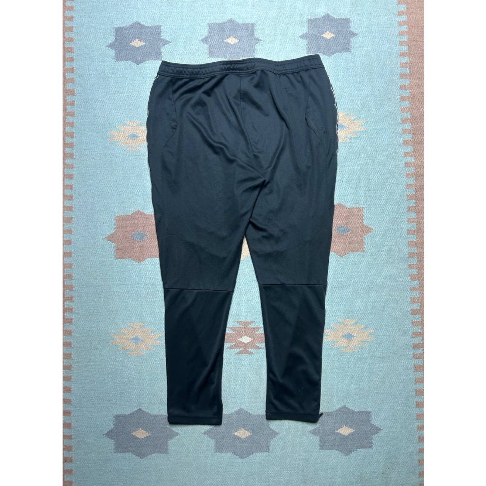 Adidas VINTAGE Adidas track pants polyester joggers black three stripes spell out men’s XL Size US 36 / EU 52 - 7 Thumbnail