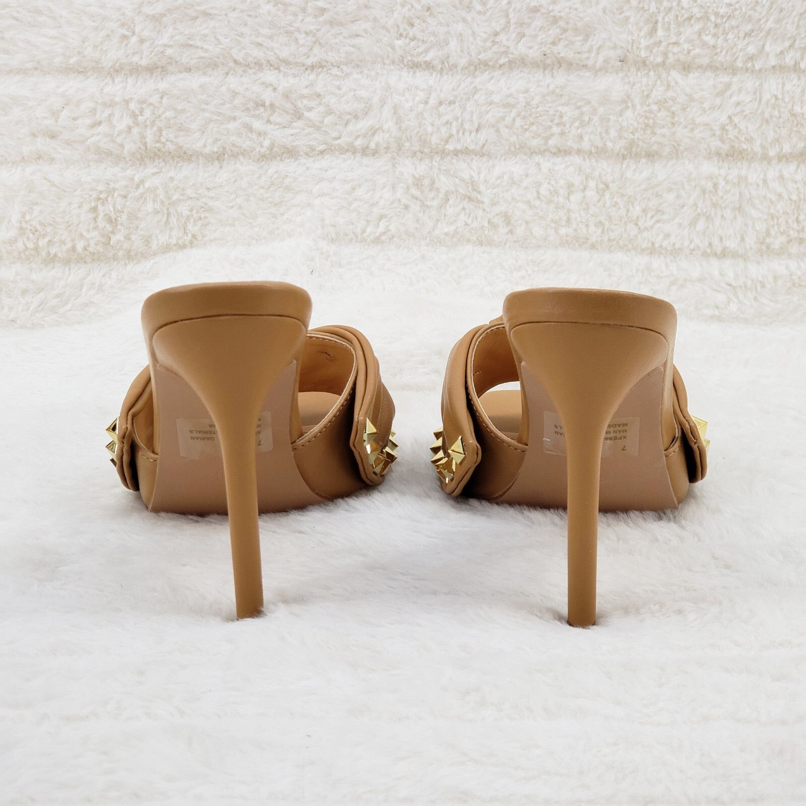 Other Darian Slip On Tan Open Toe High Heel Clogs Mules Slides (US Size US 8.5 / IT 38.5 - 5 Thumbnail