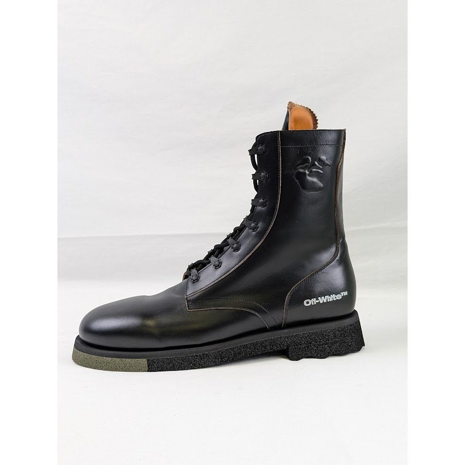 Off-White o1rshd1 Leather Sponge Boots in Black Size US 12 / EU 45 - 1 Thumbnail