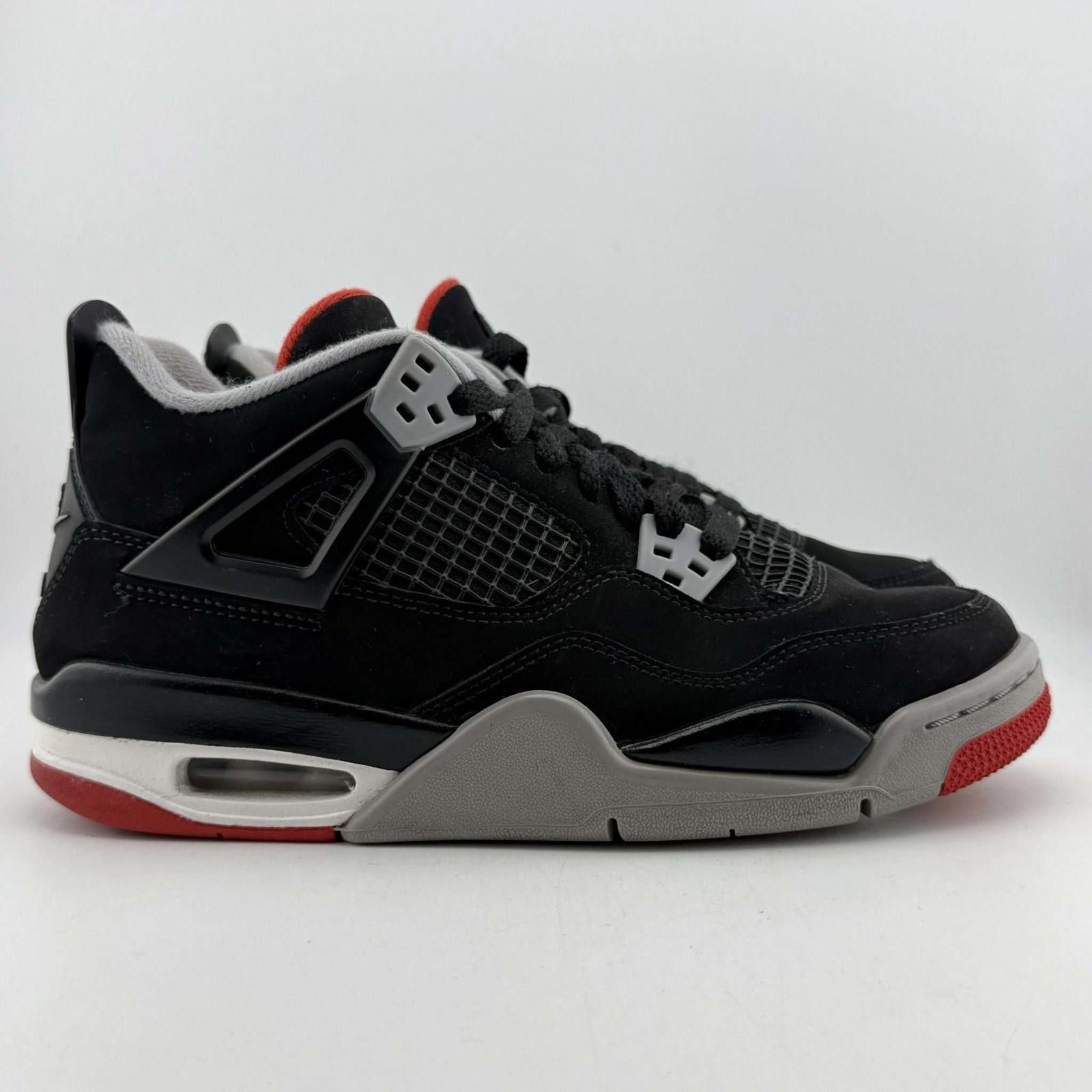 Jordan Brand Air Jordan 4 Retro Bred 2019 Black Red 5Y Used with Box Size US 5 / EU 37 - 4 Thumbnail