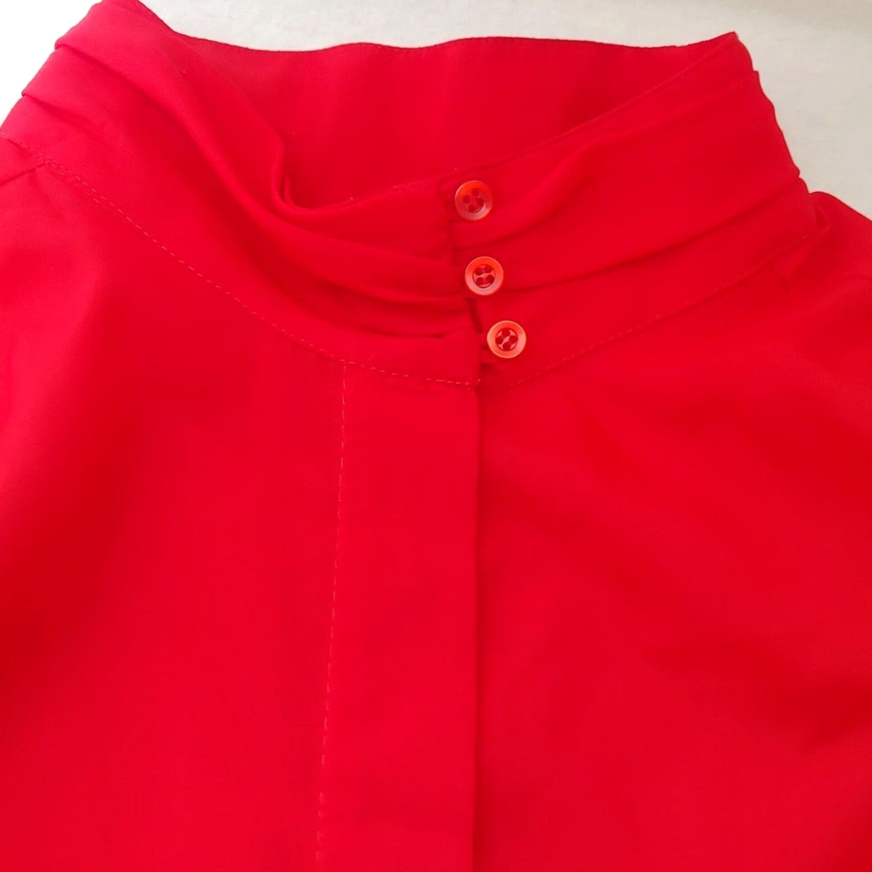 Vintage VINTAGE Jessica Michelle Blouse Large Button Down Long Sleeve High Neck Red Size L / US 10 / IT 46 - 2 Thumbnail