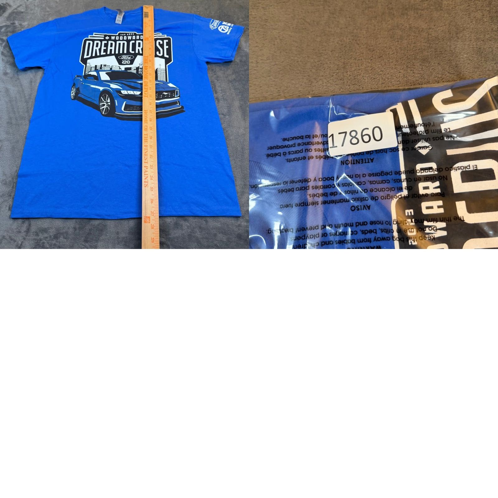 Gildan Gildan T-Shirt Mens Medium Blue Woodward Dream Cruise Ford Mustang Detroit 2023 Graphic Print Short Sleeve Crew Neck Shirt Size US M / EU 48-50 / 2 - 8 Thumbnail
