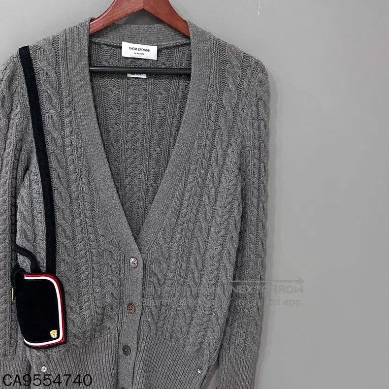 Thom Browne Thom Browne Handbag decorated gray knitted cardigan Size S / US 4 / IT 40 - 1 Thumbnail