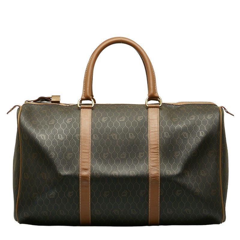 image of Dior Honeycomb Leather Travel Bag in Brown, Women's