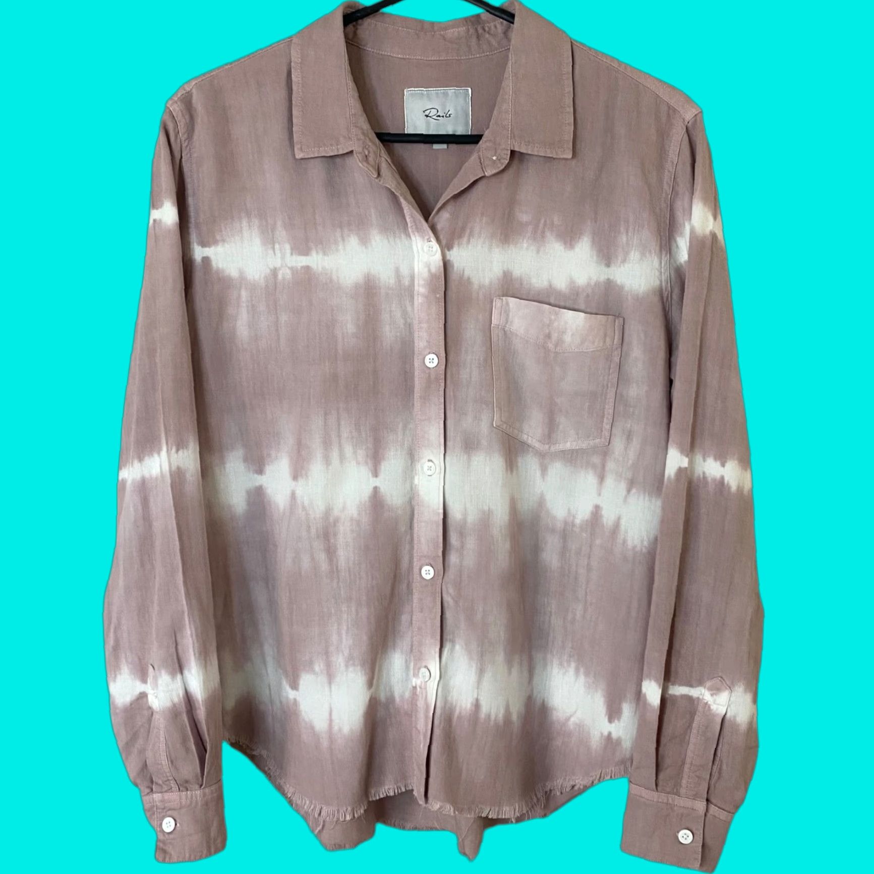 Rails Rails Ingrid Raw-Hem Shirt Women's M Pink & White Tie-Dye Button-Up Size M / US 6-8 / IT 42-44 - 1 Thumbnail