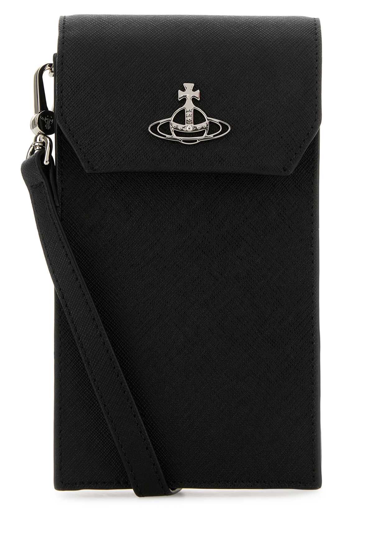 Vivienne Westwood Black Leather Phone Case Size ONE SIZE - 1 Thumbnail
