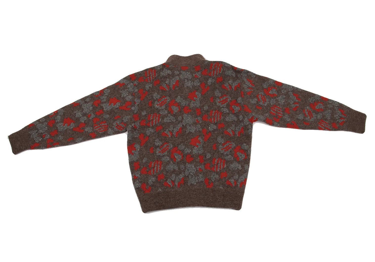 Issey Miyake Silk Blend Wool Jacquard Knit Jacket in Brown and Red Size US M / EU 48-50 / 2 - 10 Thumbnail