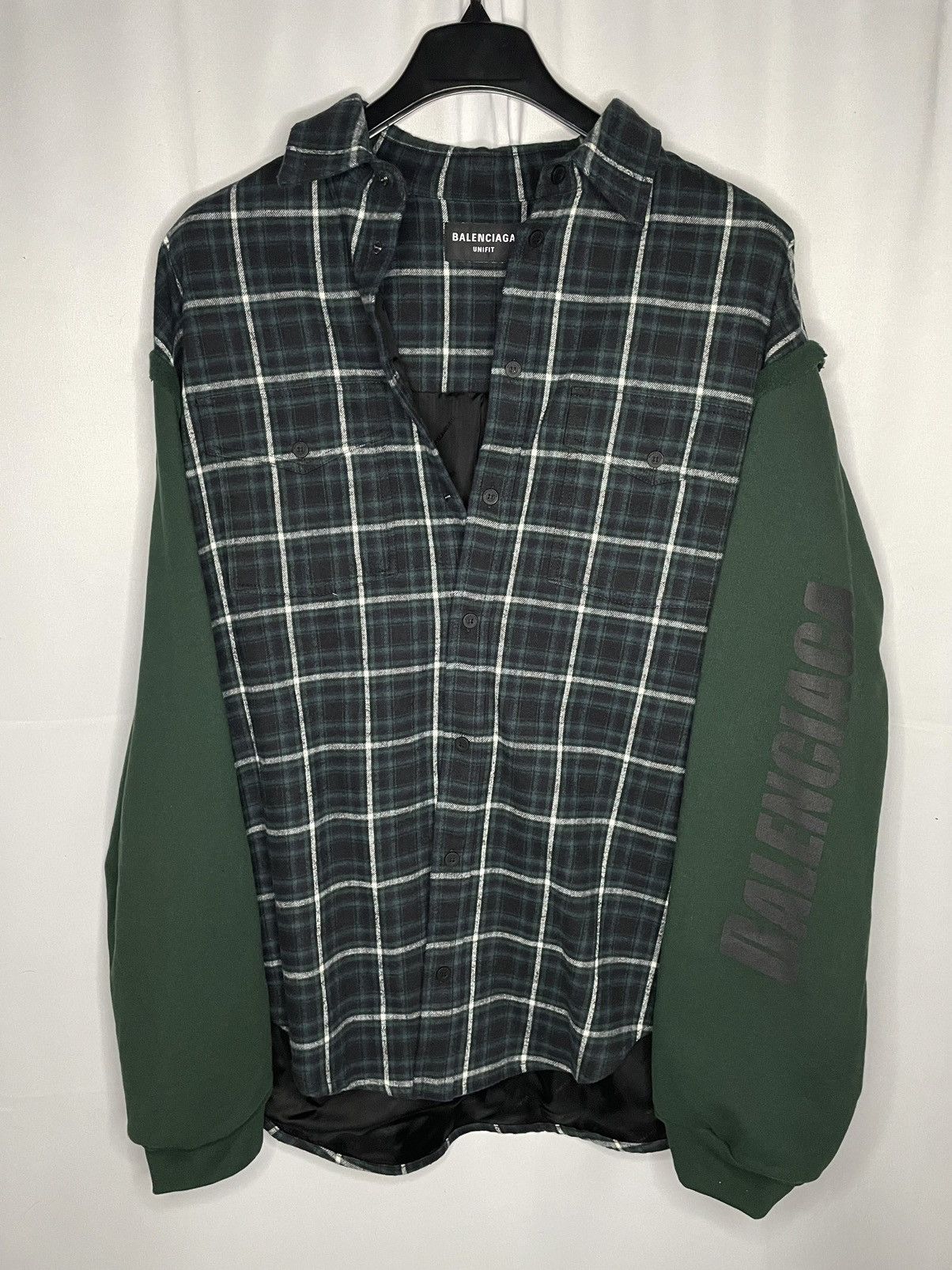 image of Balenciaga Flannel Jacket in Green, Men's (Size XL)