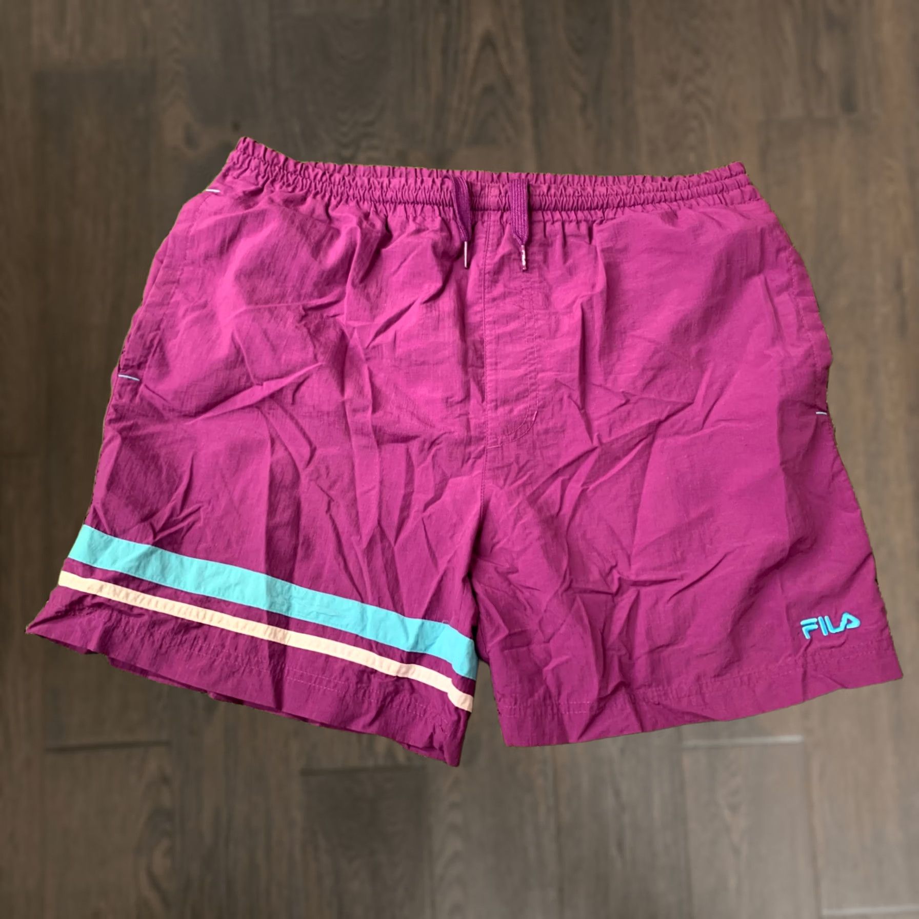 Fila FILA SPORT ORIGINAL MEN BEACH SHORTS L Purple Mint Pink Solid Logo Beach Size US 33 - 1 Thumbnail